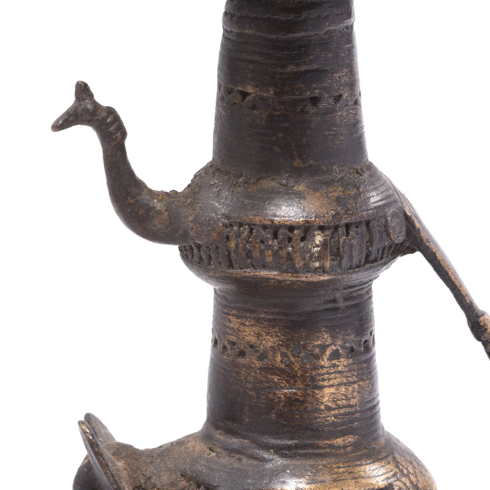 Brass Dhokra Work Oil Lamp From Chhattisgarh - Ca 1910 - Image 3