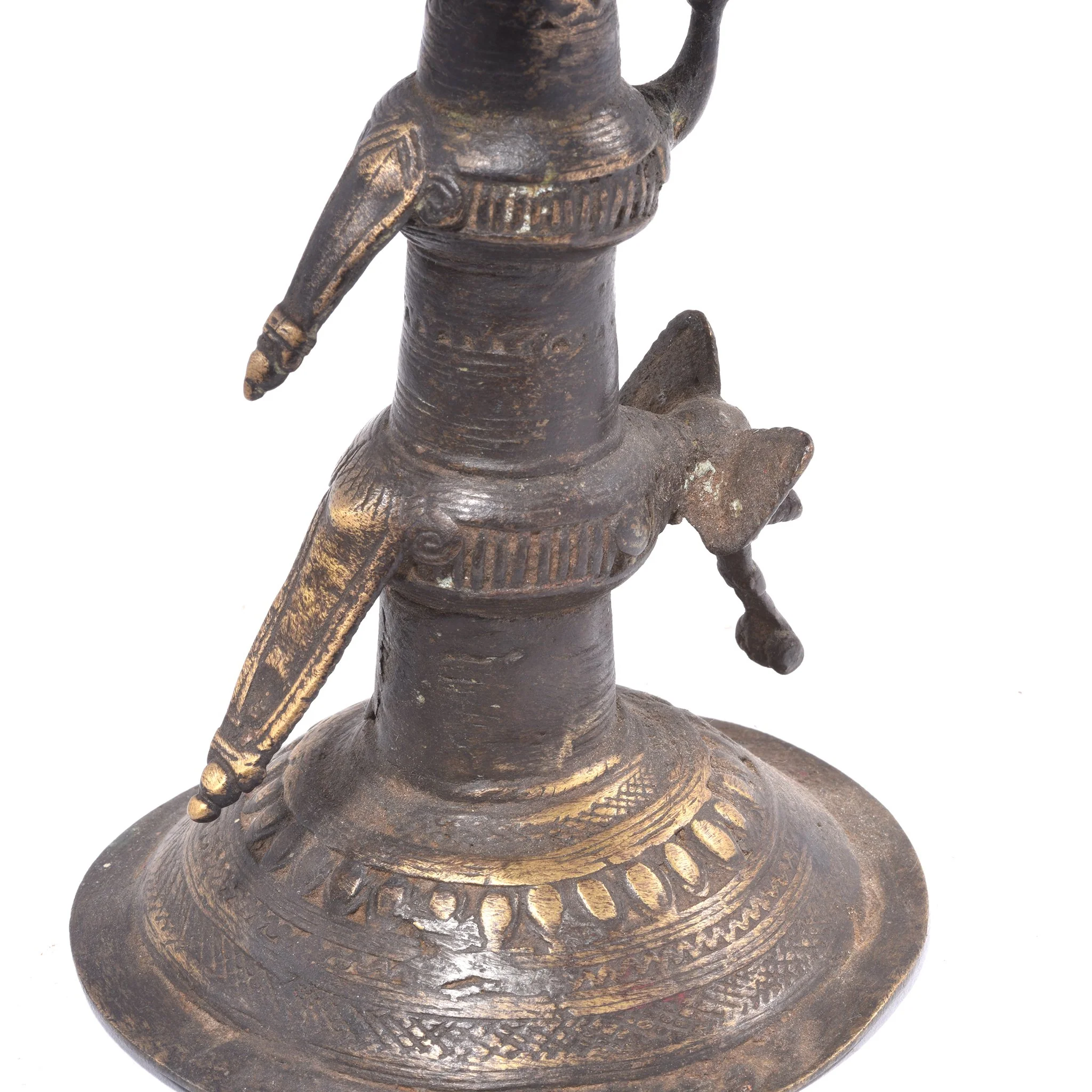 Brass Dhokra Work Oil Lamp From Chhattisgarh - Ca 1910 - Image 4