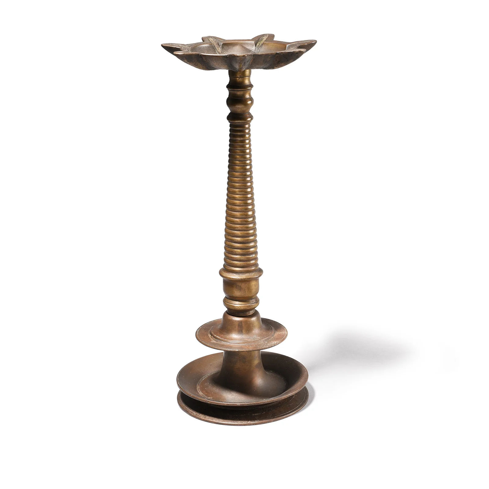 Brass Oil Lamp From The Deccan - 19th Century