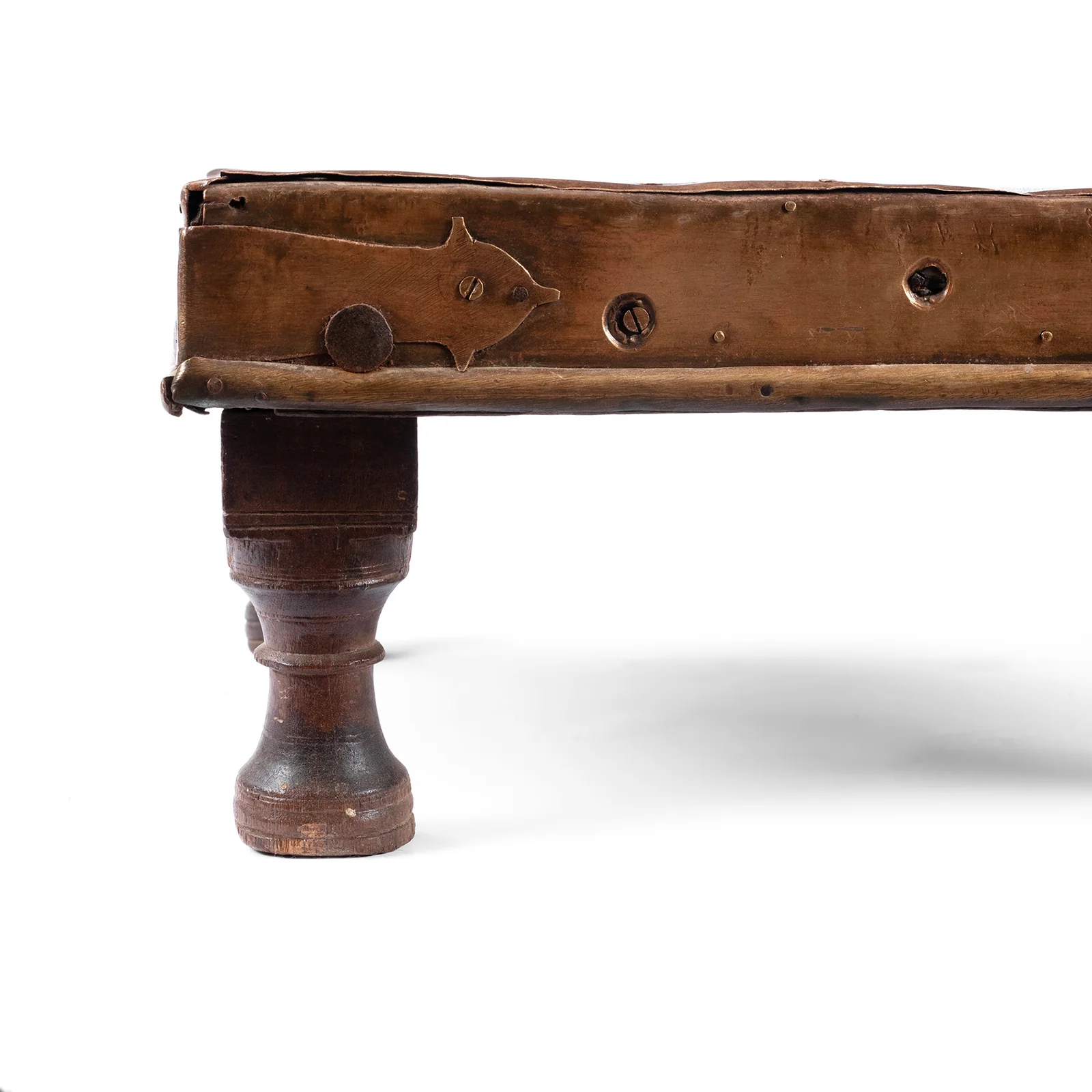 Brass Plated Square Bajot Prayer Table From Shekhawati - 19th Century - Image 7