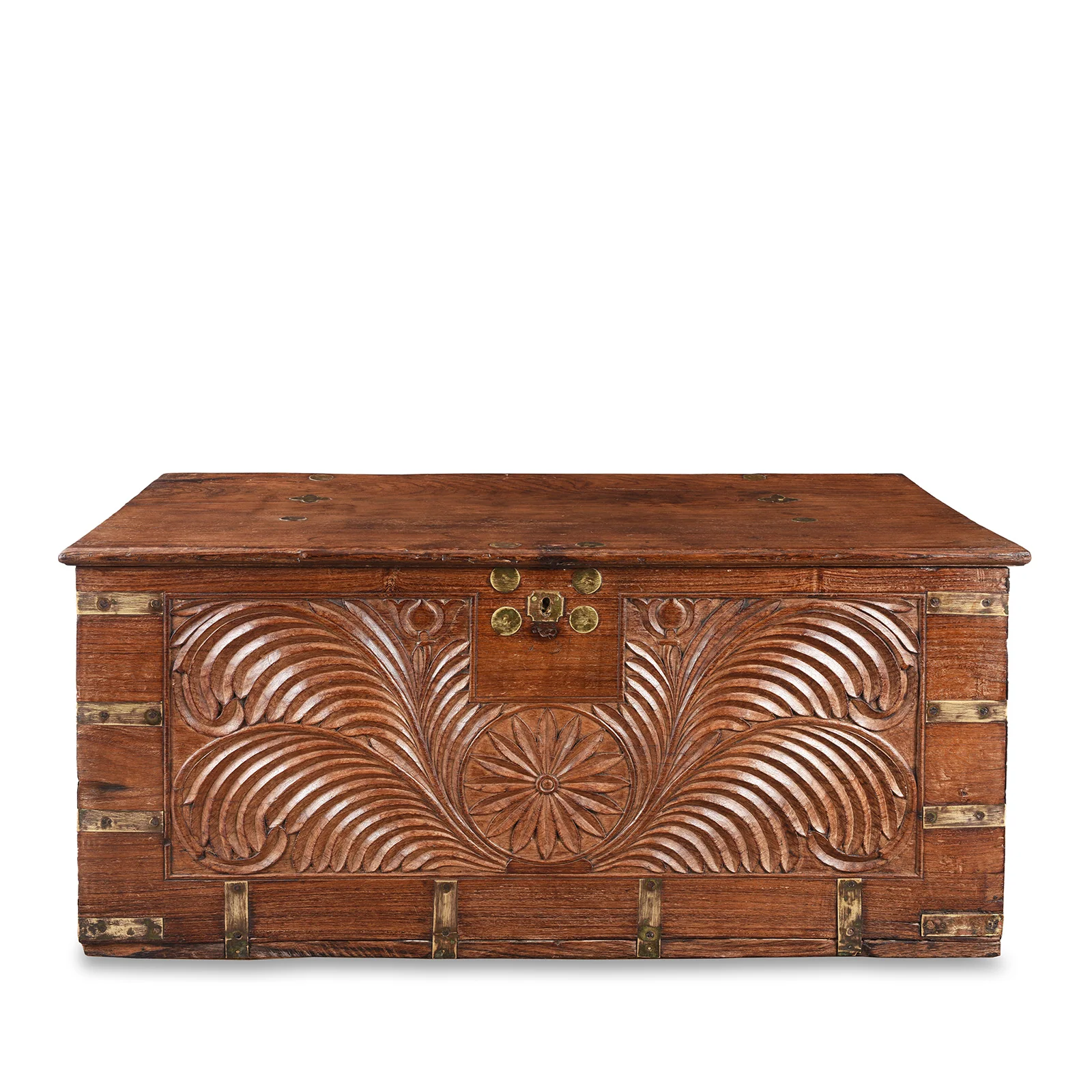 Brass & Rosewood 'Malabar' Chest From Kutch - 19th Century