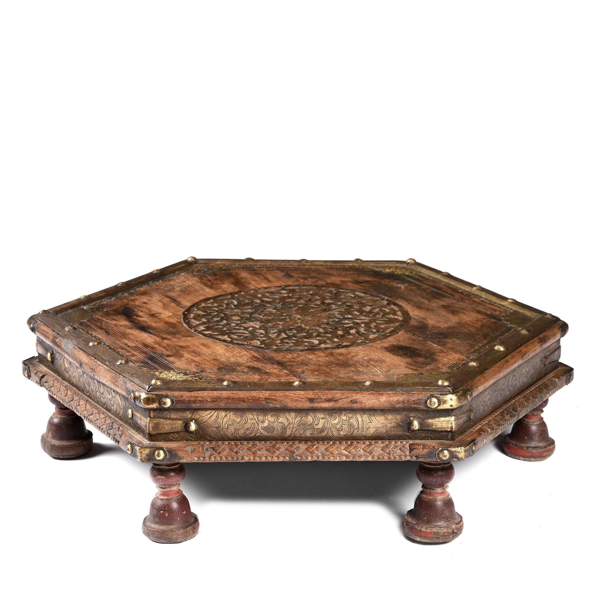 Brass & Rosewood Prayer Table from Gujarat - 19thC - Image 3