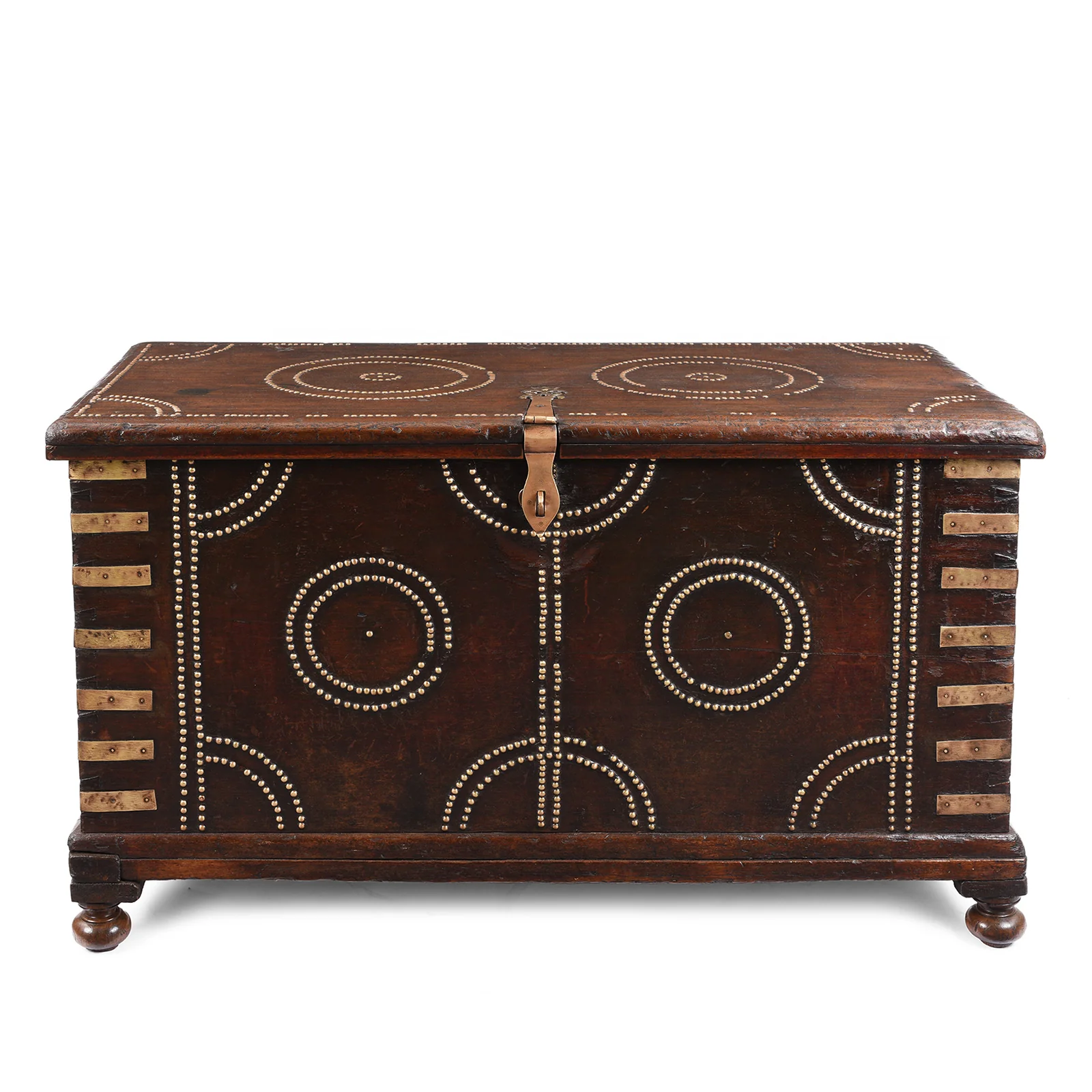 Brass Studded Rosewood Bombay Chest - 19th Century