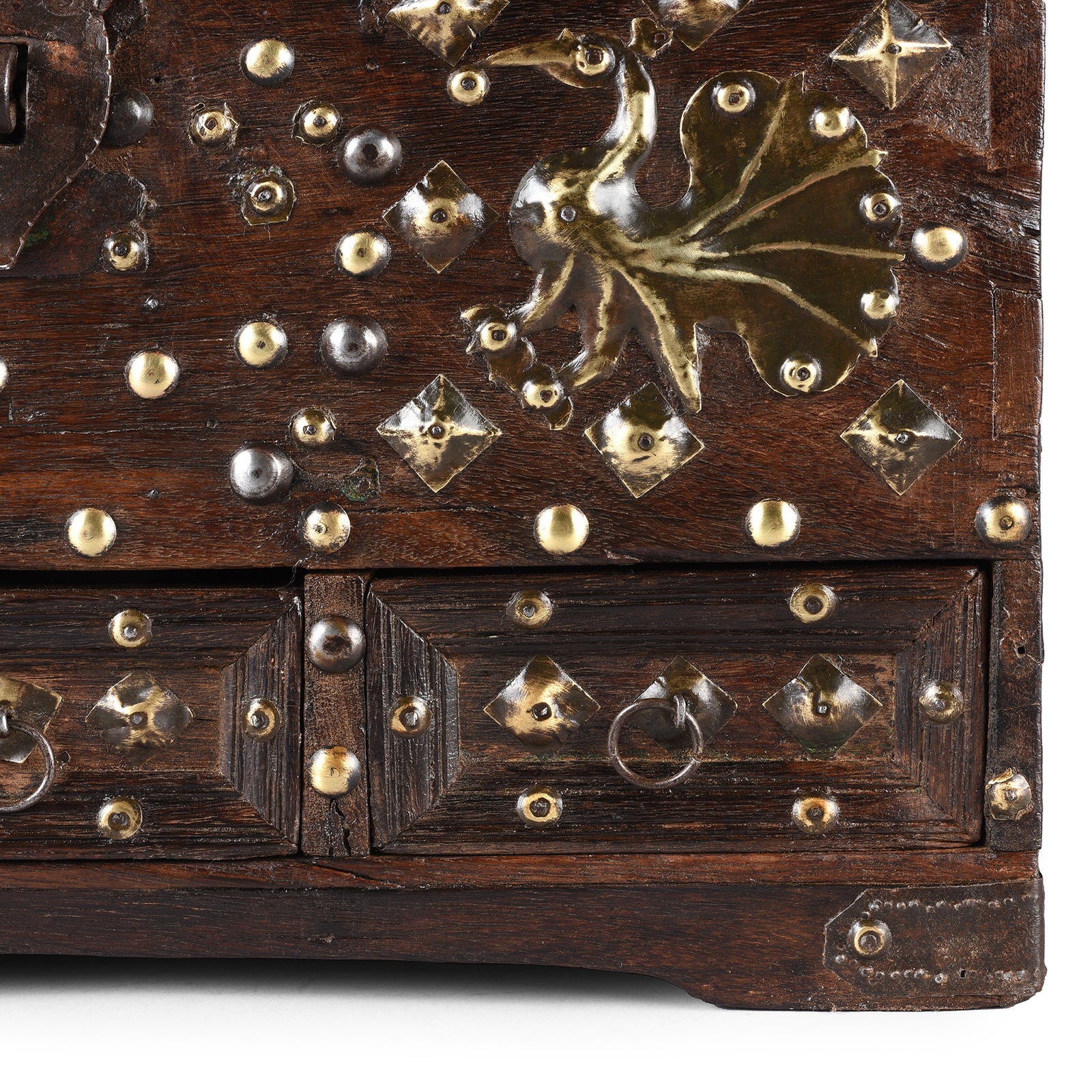 Brass Studded Rosewood Peacock Box From Saurashtra - 19th Century - Image 6