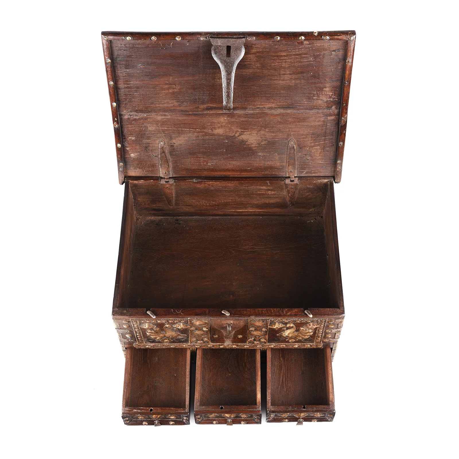 Brass Studded Rosewood Peacock Box From Saurashtra - 19th Century - Image 4