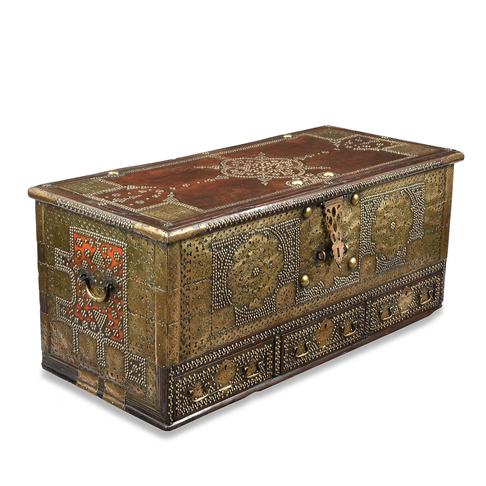 Brass Studded Teak Zanzibar Chest From Surat - 19th Century - Image 3