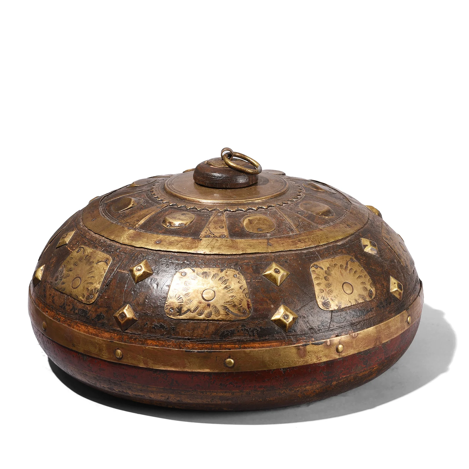 Brass & Teak Tobacco Box From Rajasthan - Ca 1910