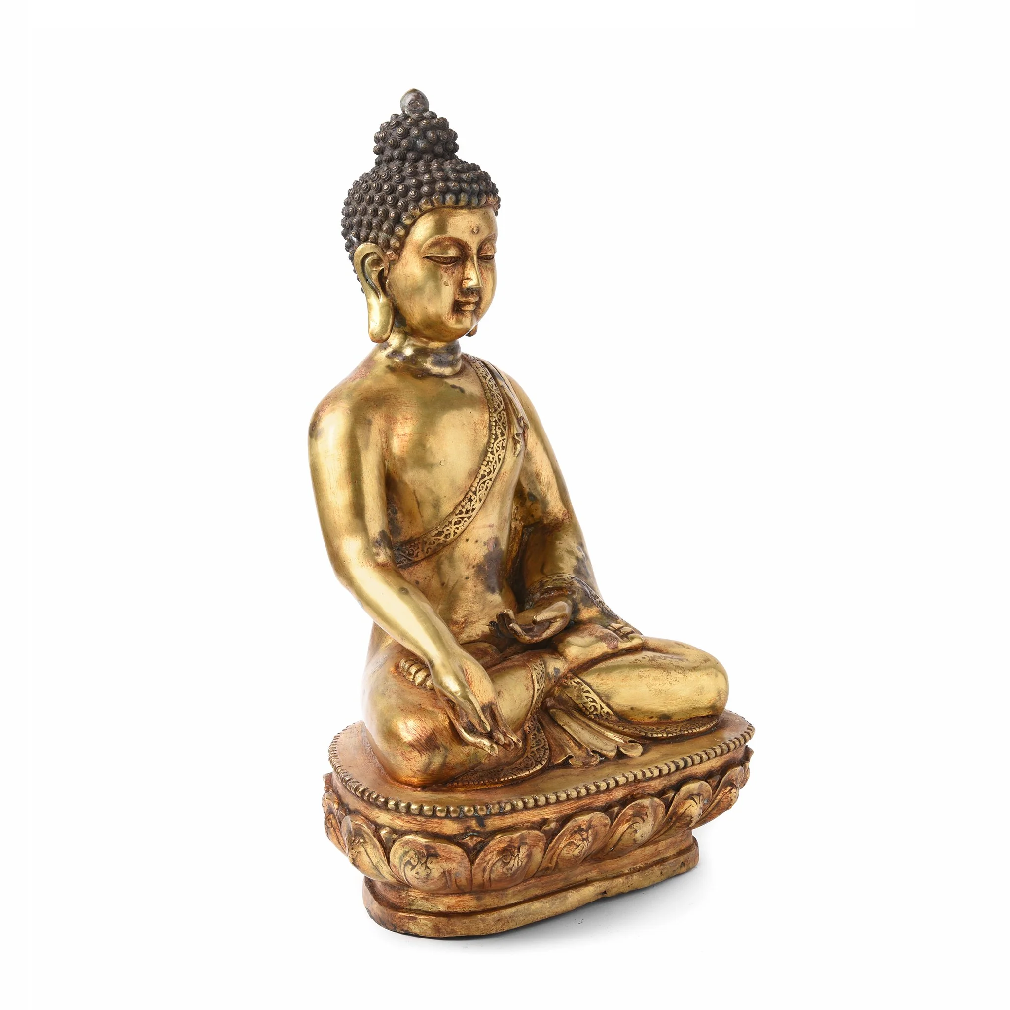 Gilt Bronze Sitting Buddha Statue - Varada Mudra Pose - Image 2