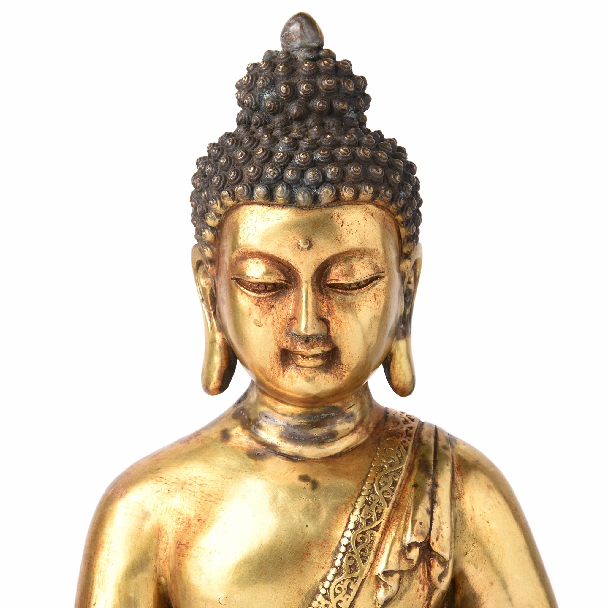 Gilt Bronze Sitting Buddha Statue - Varada Mudra Pose - Image 4
