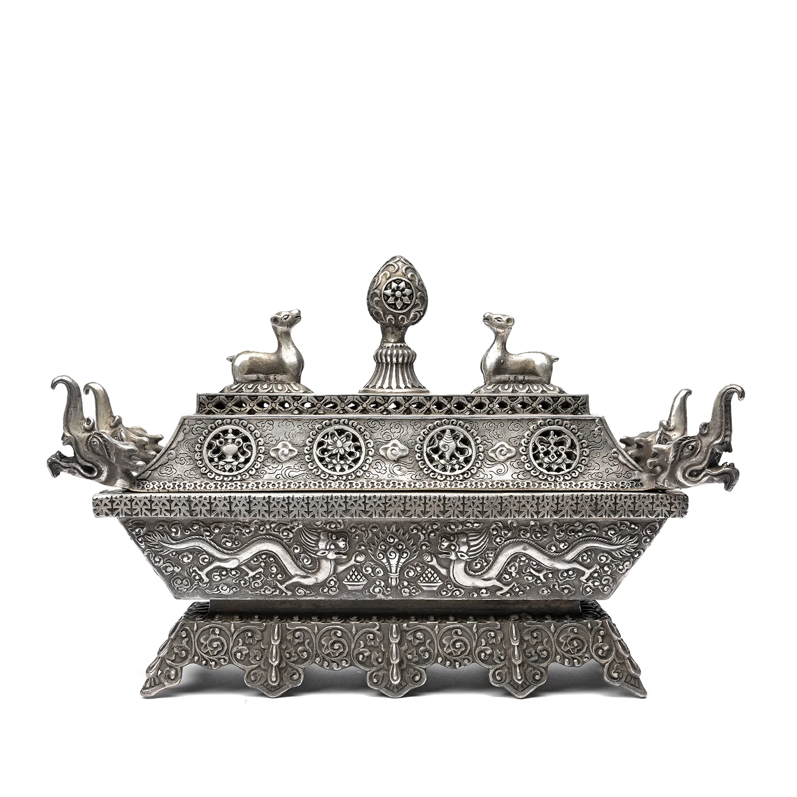 Tibetan Silver Incense Burner & Cover