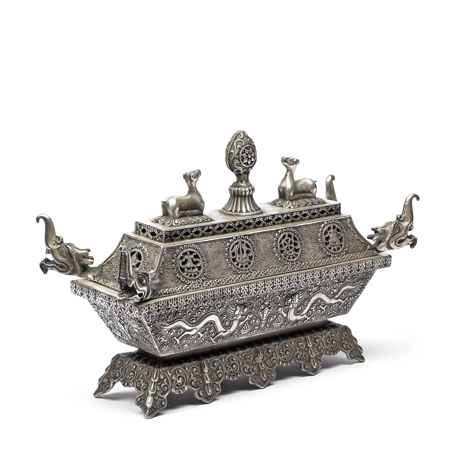 Tibetan Silver Incense Burner & Cover - Image 2