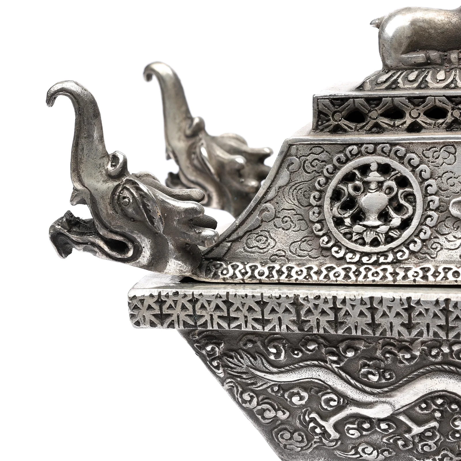 Tibetan Silver Incense Burner & Cover - Image 4