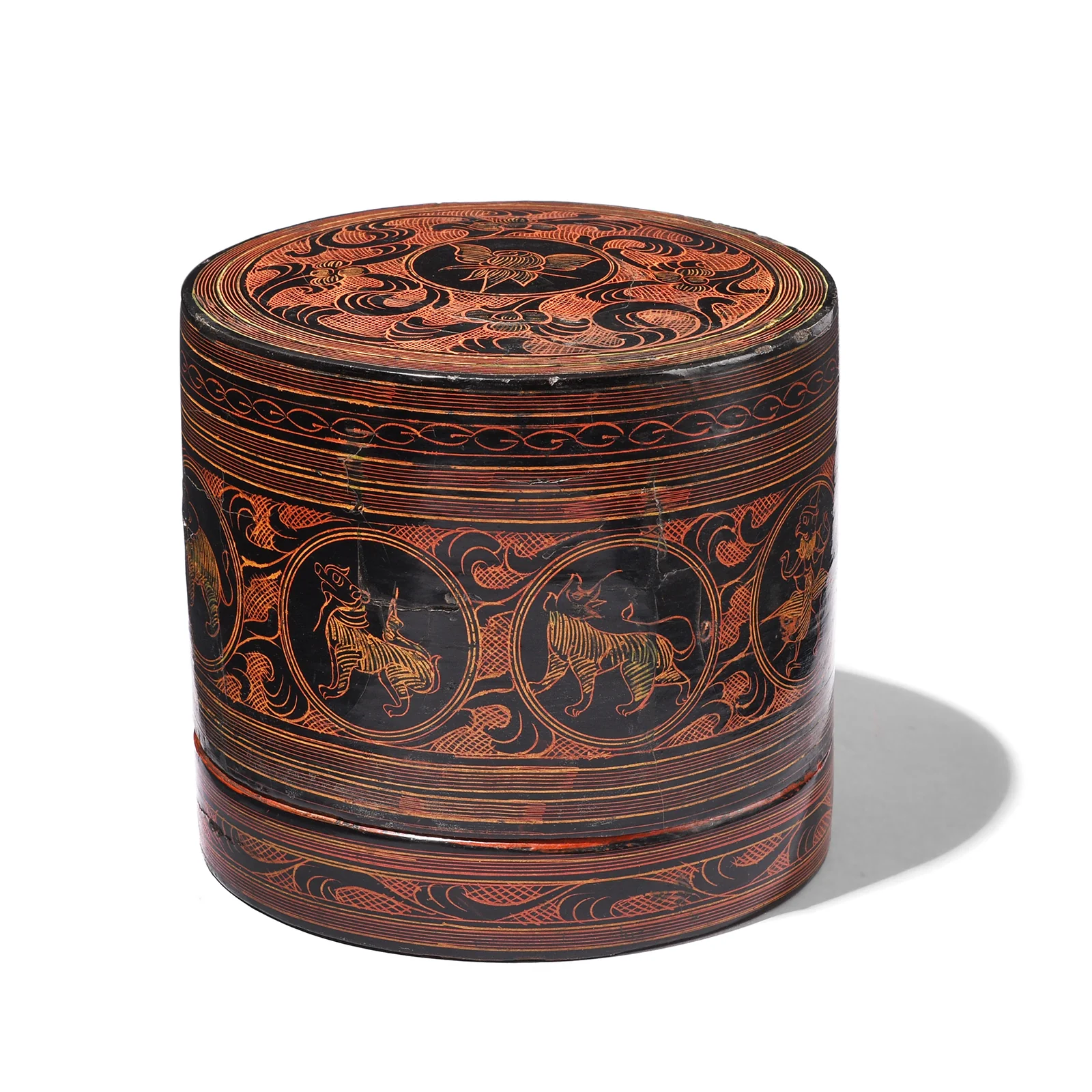 Burmese Black Lacquered Betel Box - Ca 1920 - Image 9