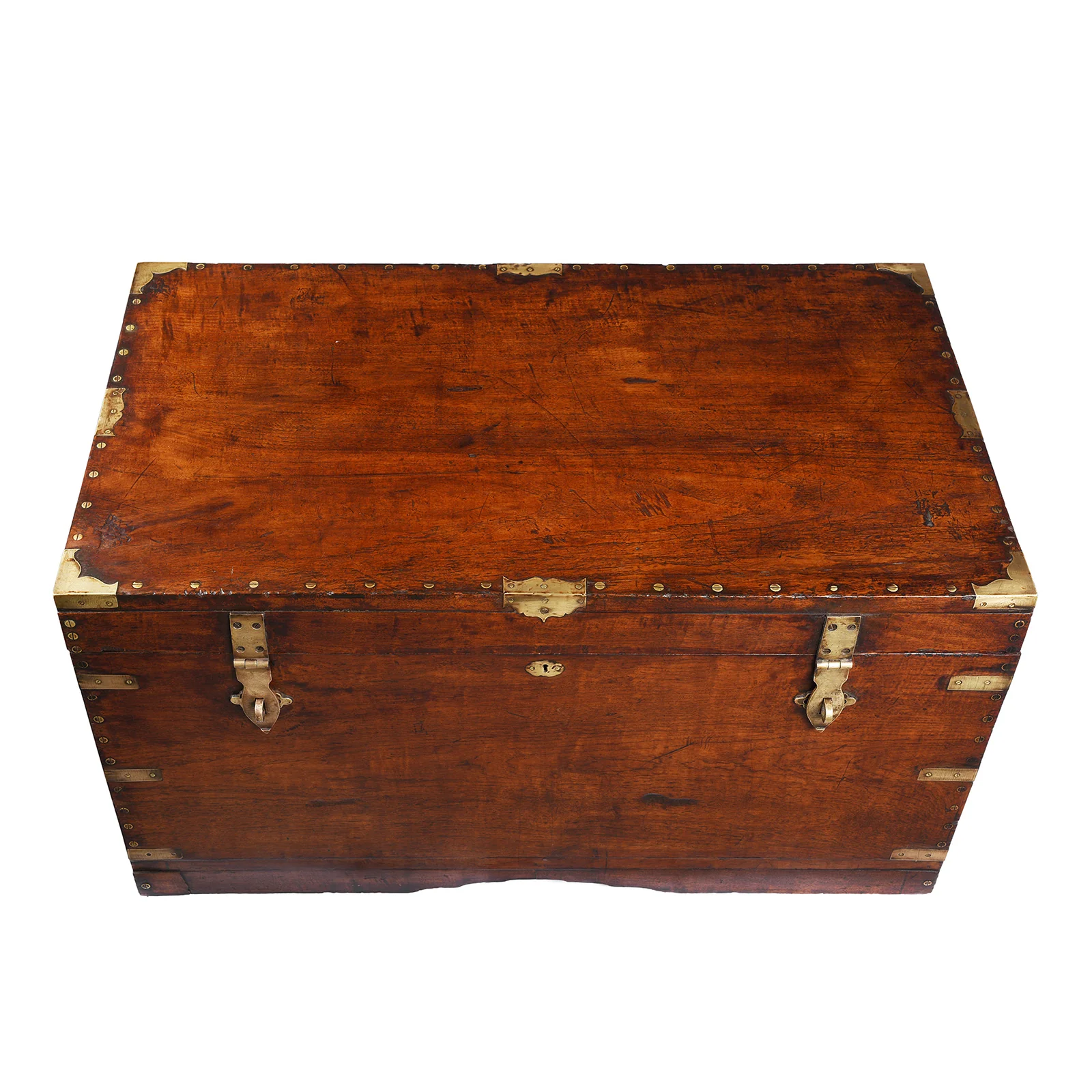 Brass Bound Burmese Teak Military Chest - 19th Century - Image 10