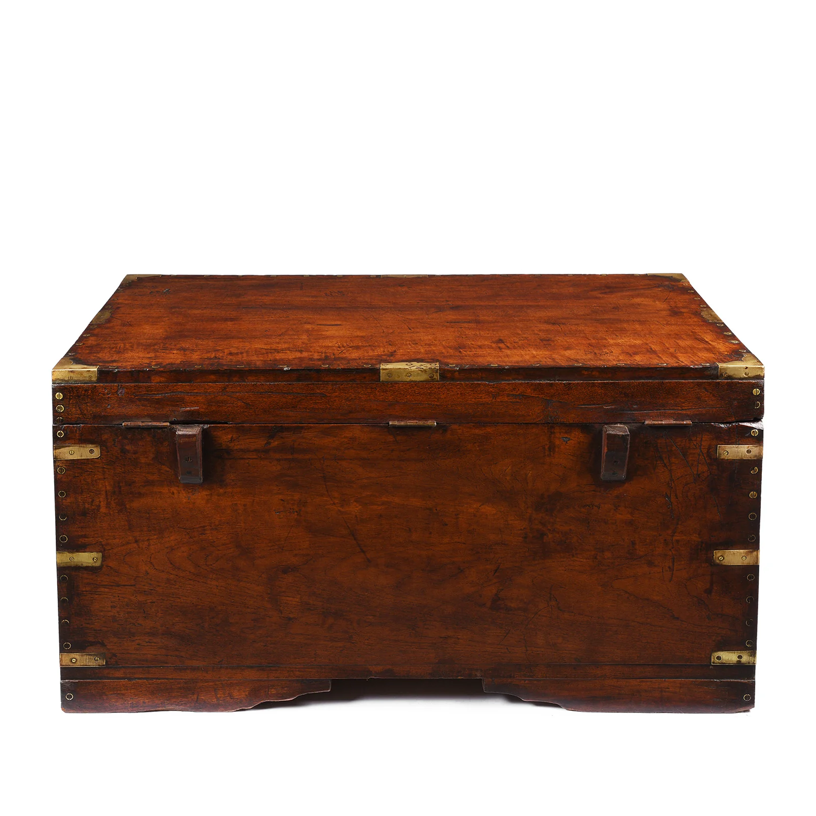 Brass Bound Burmese Teak Military Chest - 19th Century - Image 16