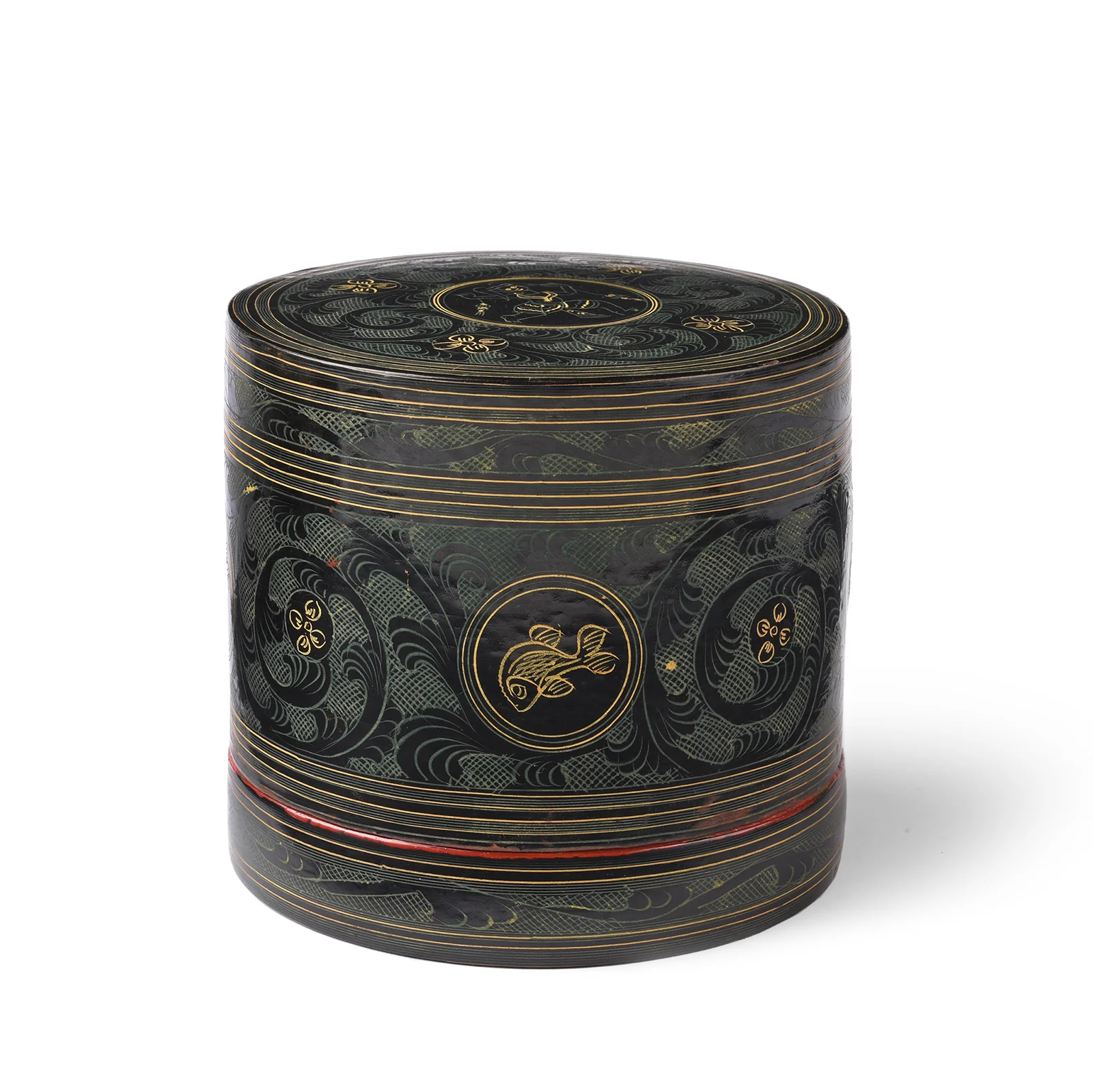 Burmese Green Yun Ware Betel Box - Ca 1920