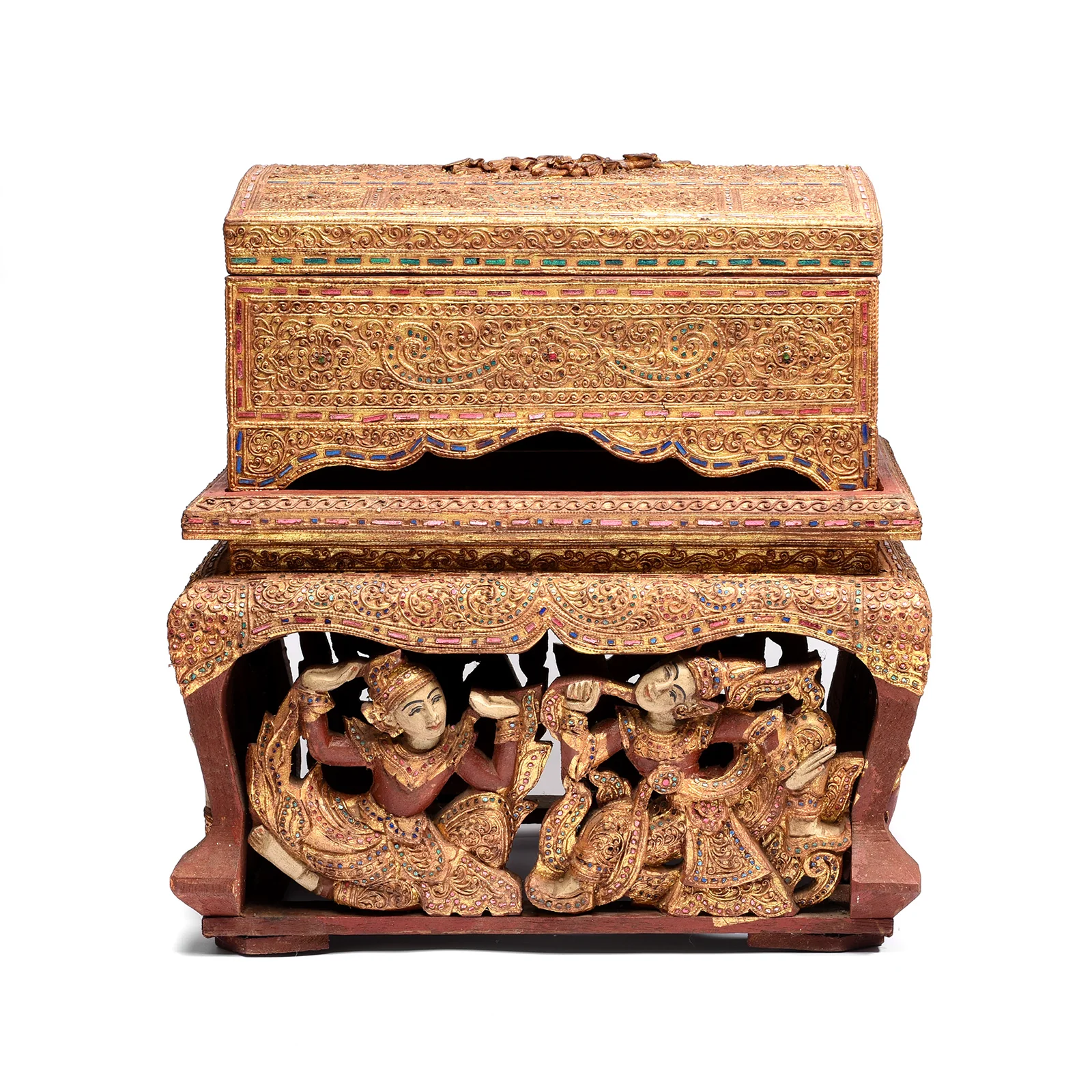 Gilt Wooden Burmese Manuscript Box - Mid 20th Century