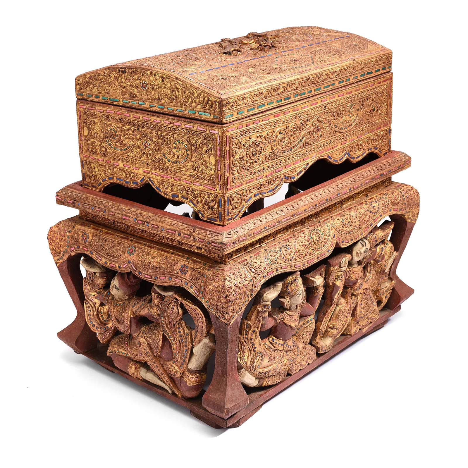 Gilt Wooden Burmese Manuscript Box - Mid 20th Century - Image 4
