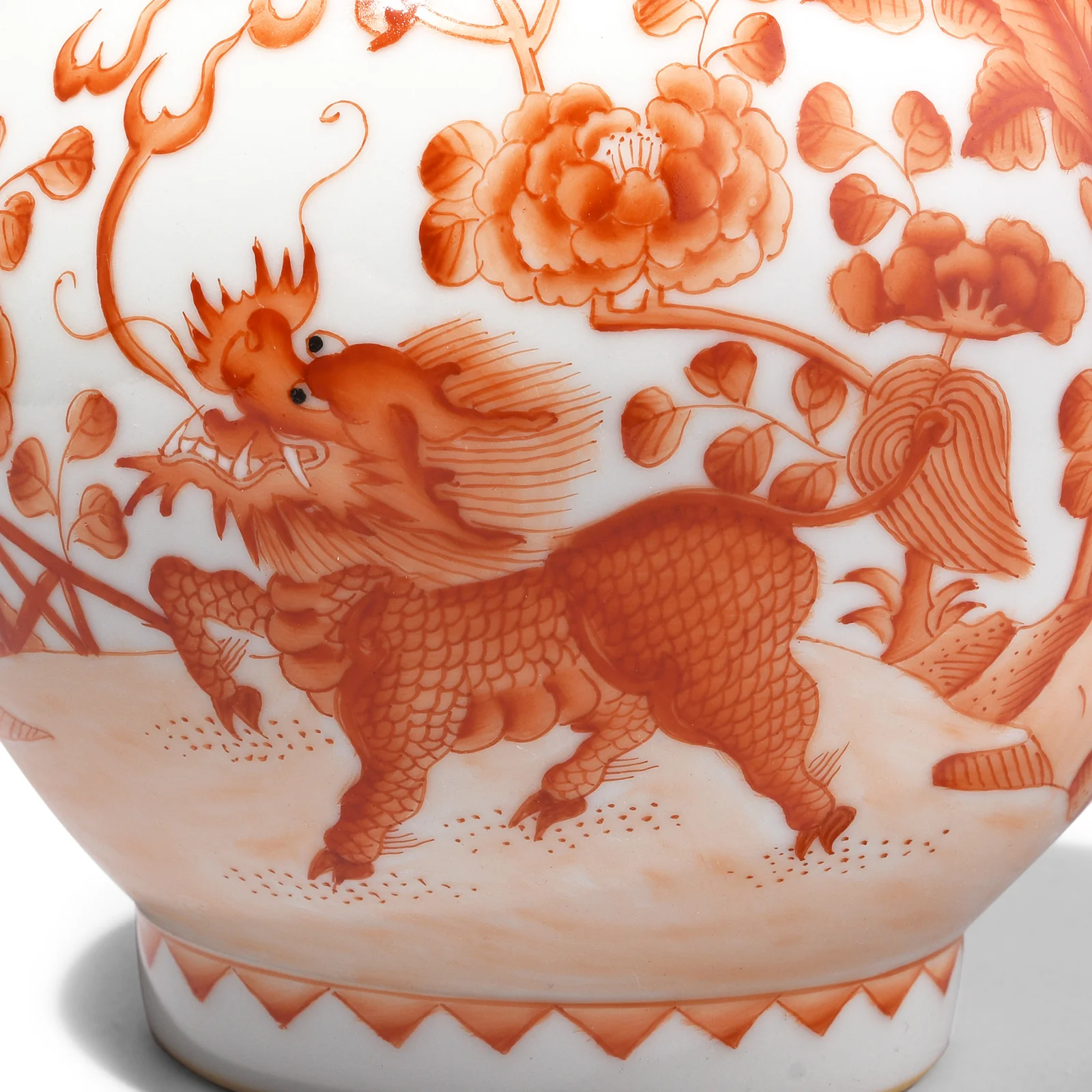 Burnt Orange Porcelain Danping Vase - Phoenix & Quilin - Image 2