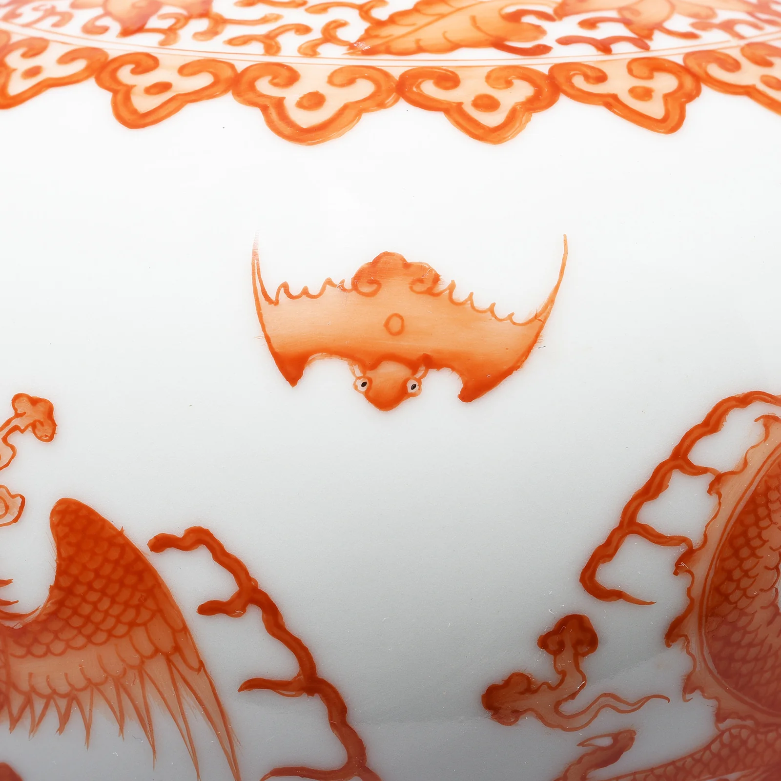 Burnt Orange Porcelain Meiping Vase - Dragon & Phoenix - Image 4