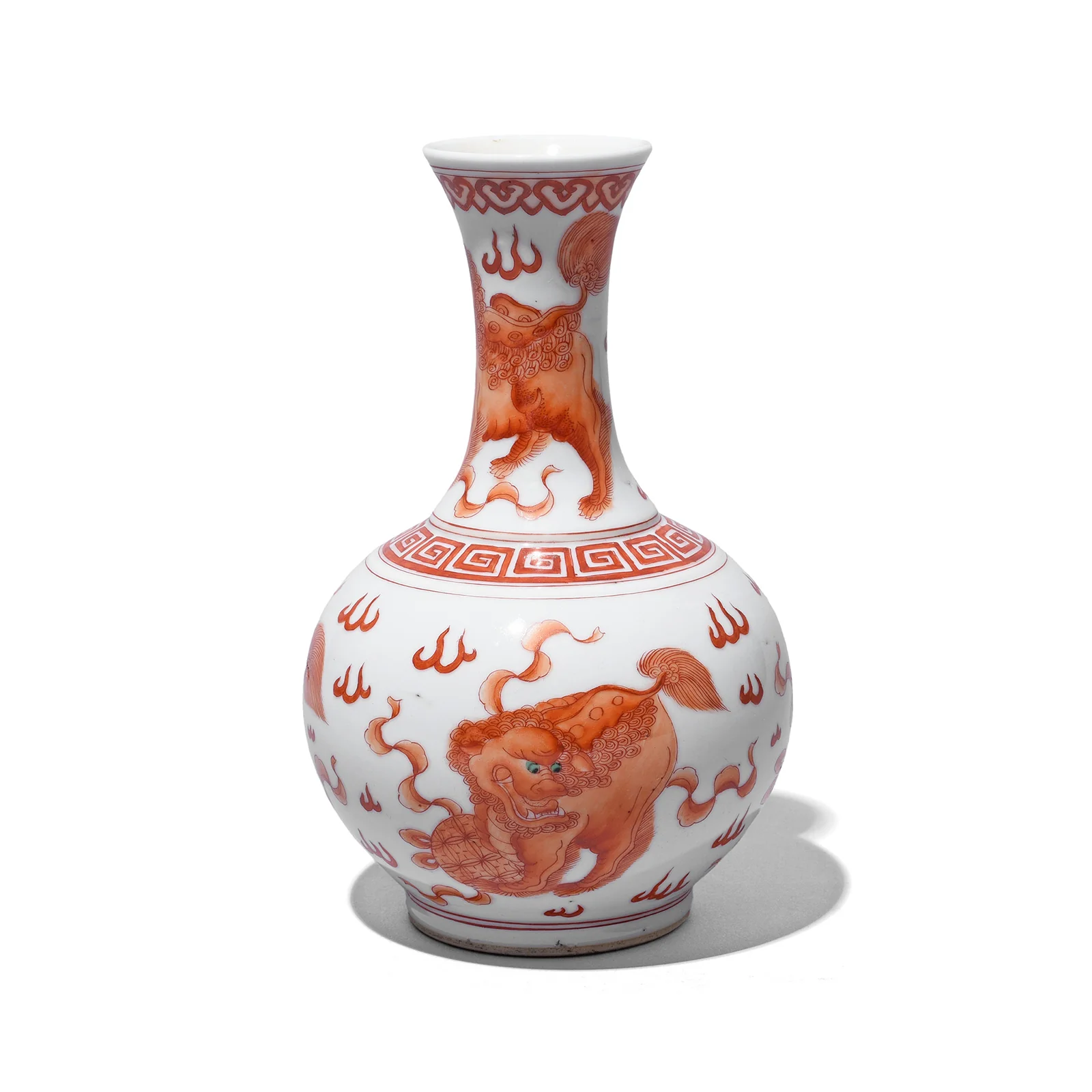 Burnt Orange Porcelain Vase - Snow Lions - Image 3