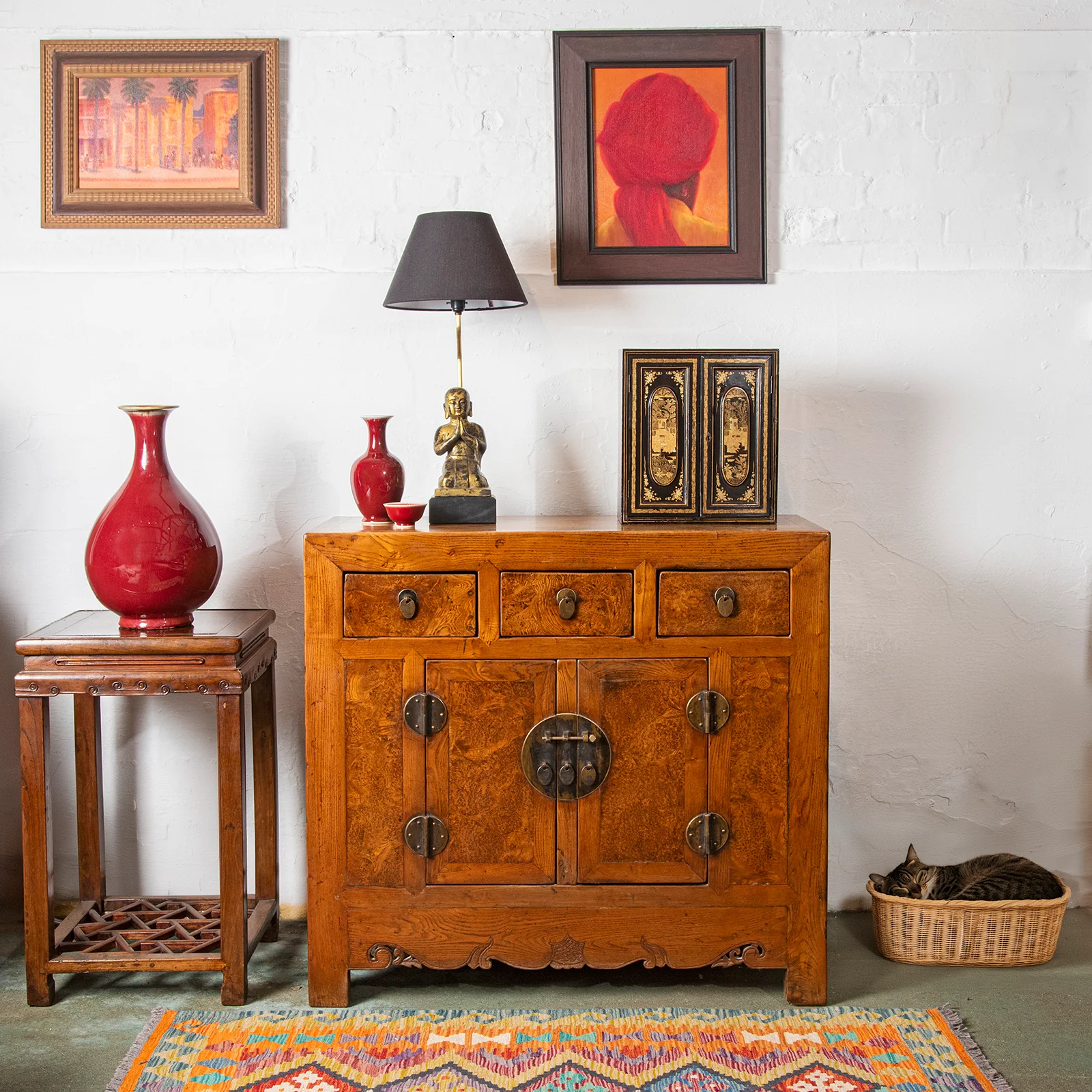 Burr Elm Tianjin Sideboard - 19th Century
