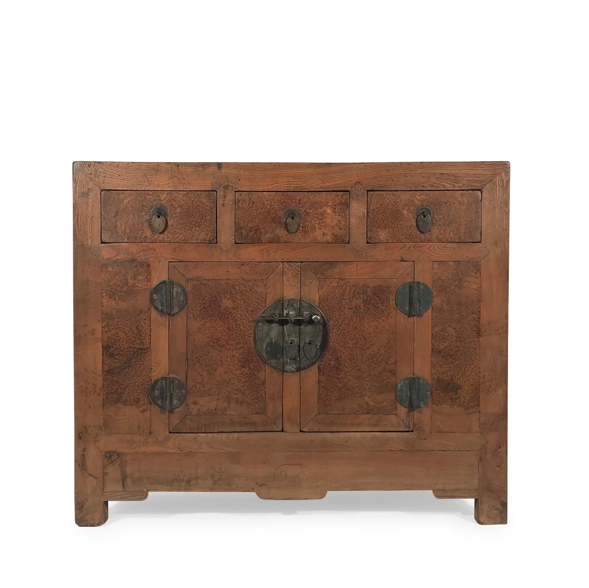 Burr Elm Chinese Sideboard From Tianjin - 19thC