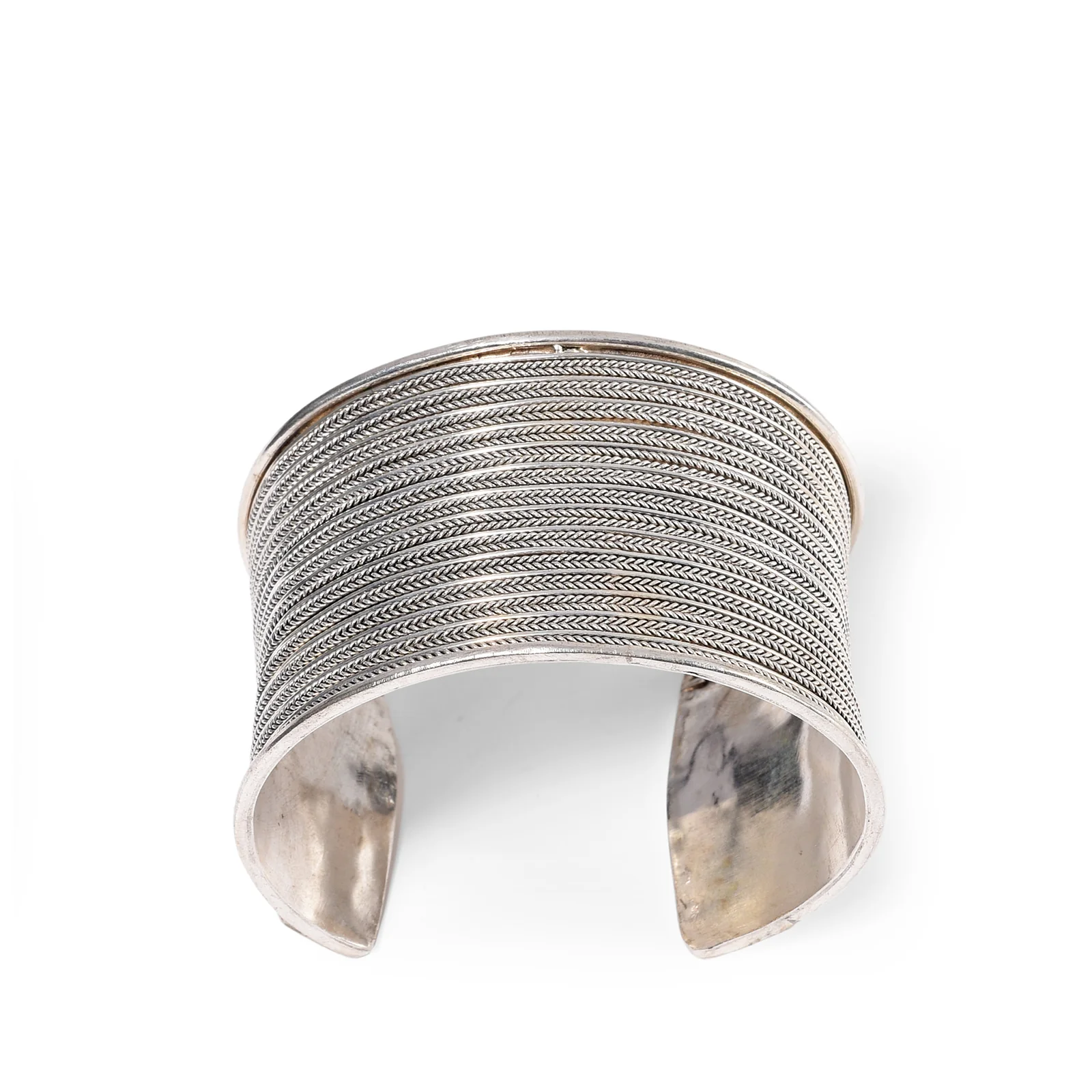Adjustable White Metal Miao Bangle - Image 3