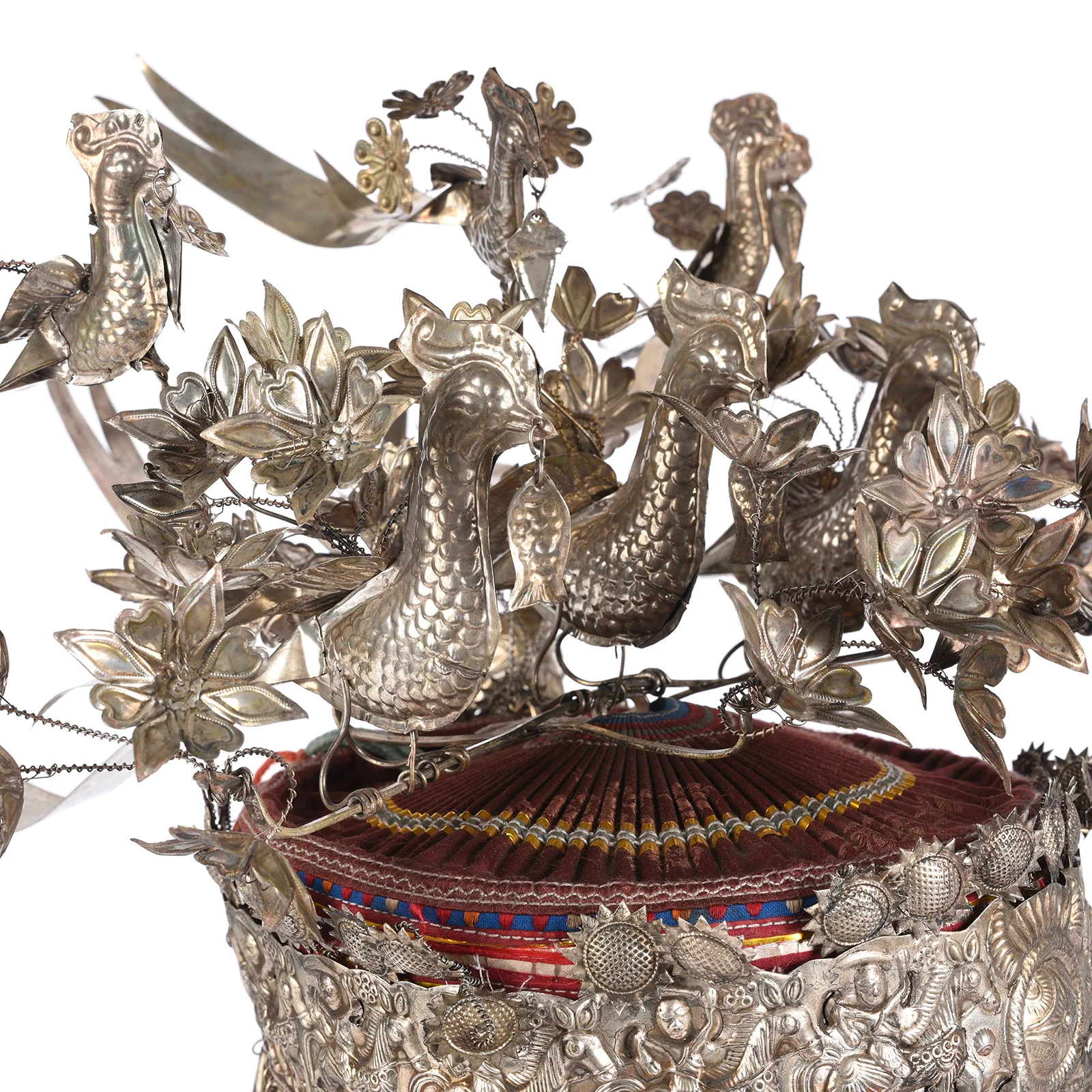 Decorative Miao Tribal Hat From Guizhou On Stand - Image 4