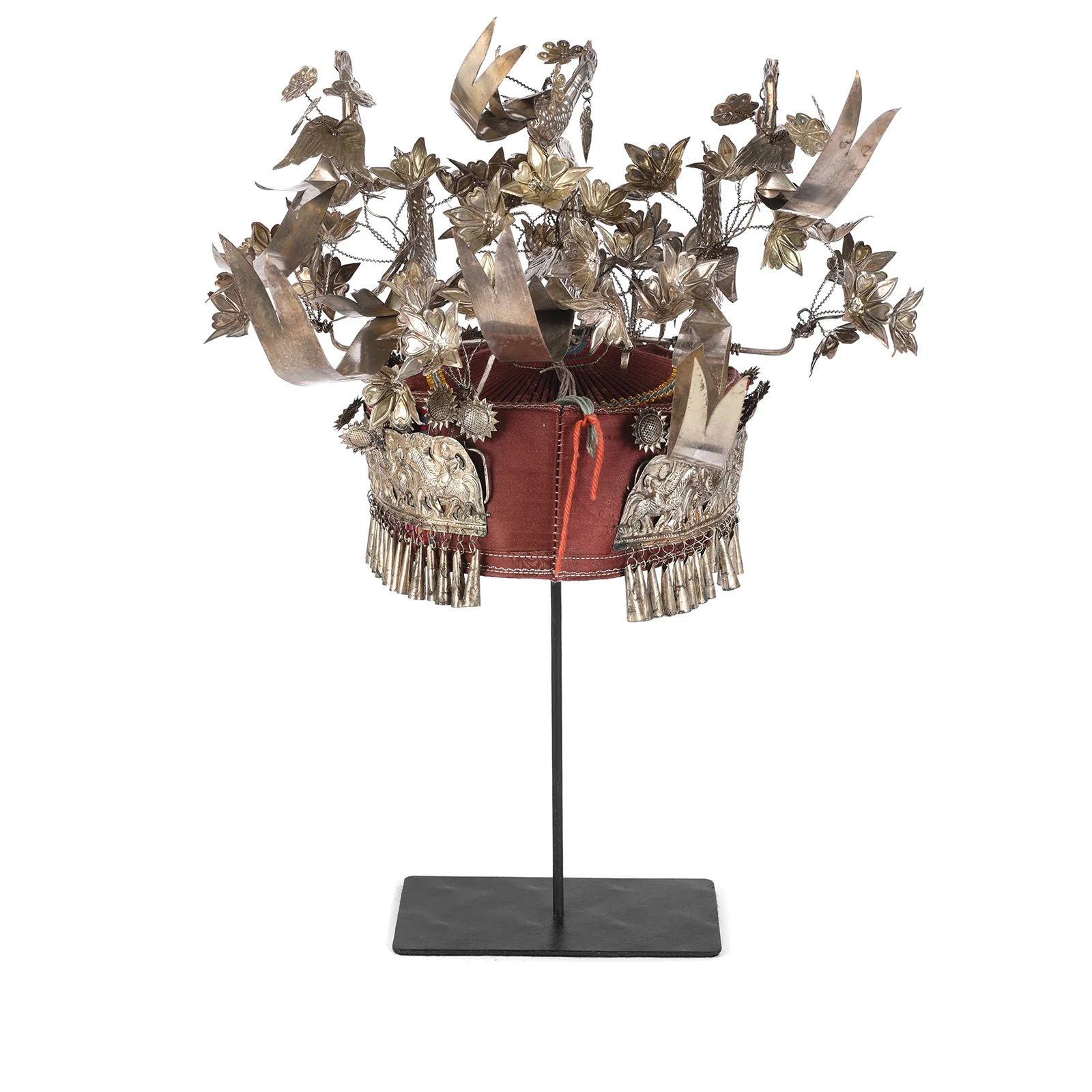 Decorative Miao Tribal Hat From Guizhou On Stand - Image 7