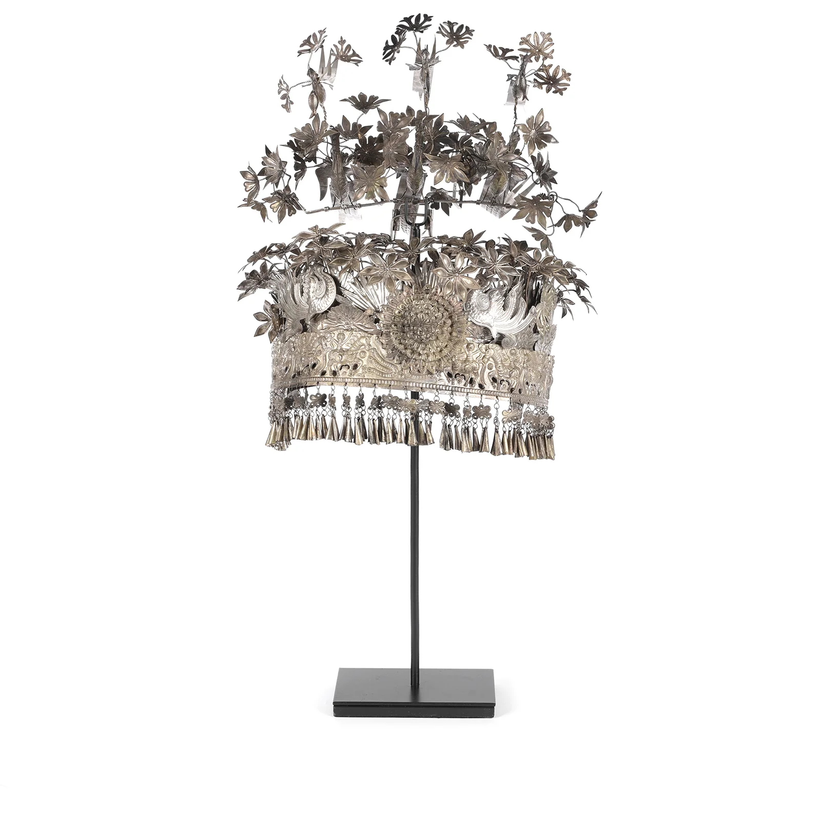 Decorative Miao Tribal Hat From Guizhou On Stand