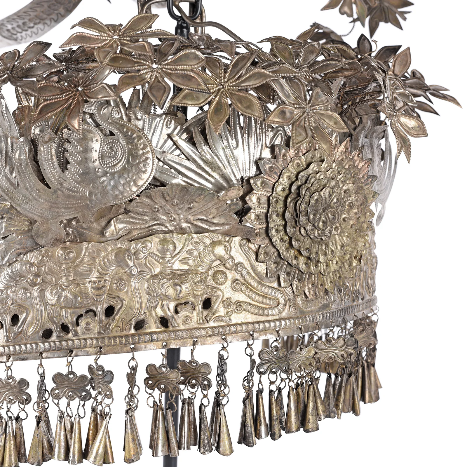 Decorative Miao Tribal Hat From Guizhou On Stand - Image 2