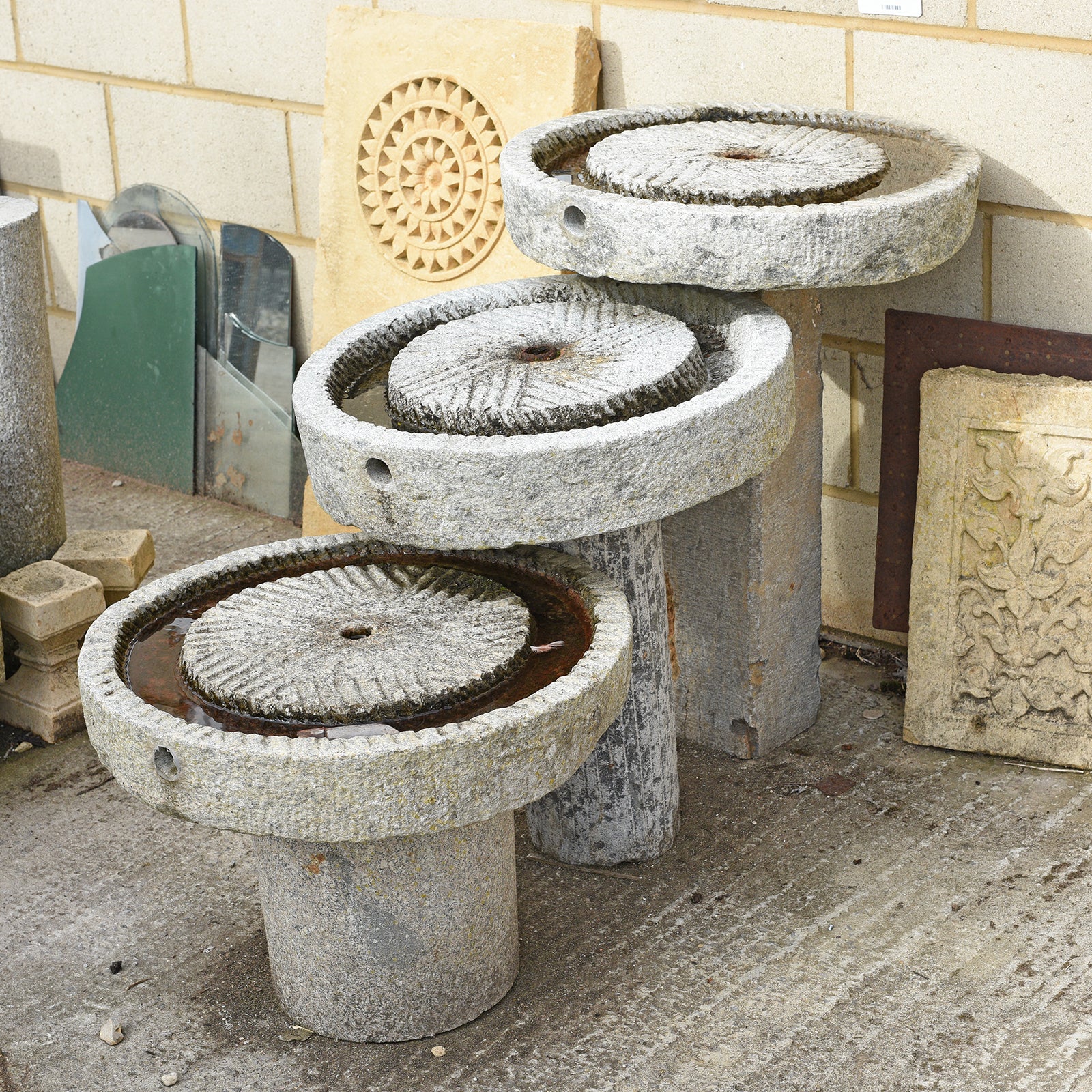 Water Feature Made From 19thC Chinese Mill Stones - Image 2