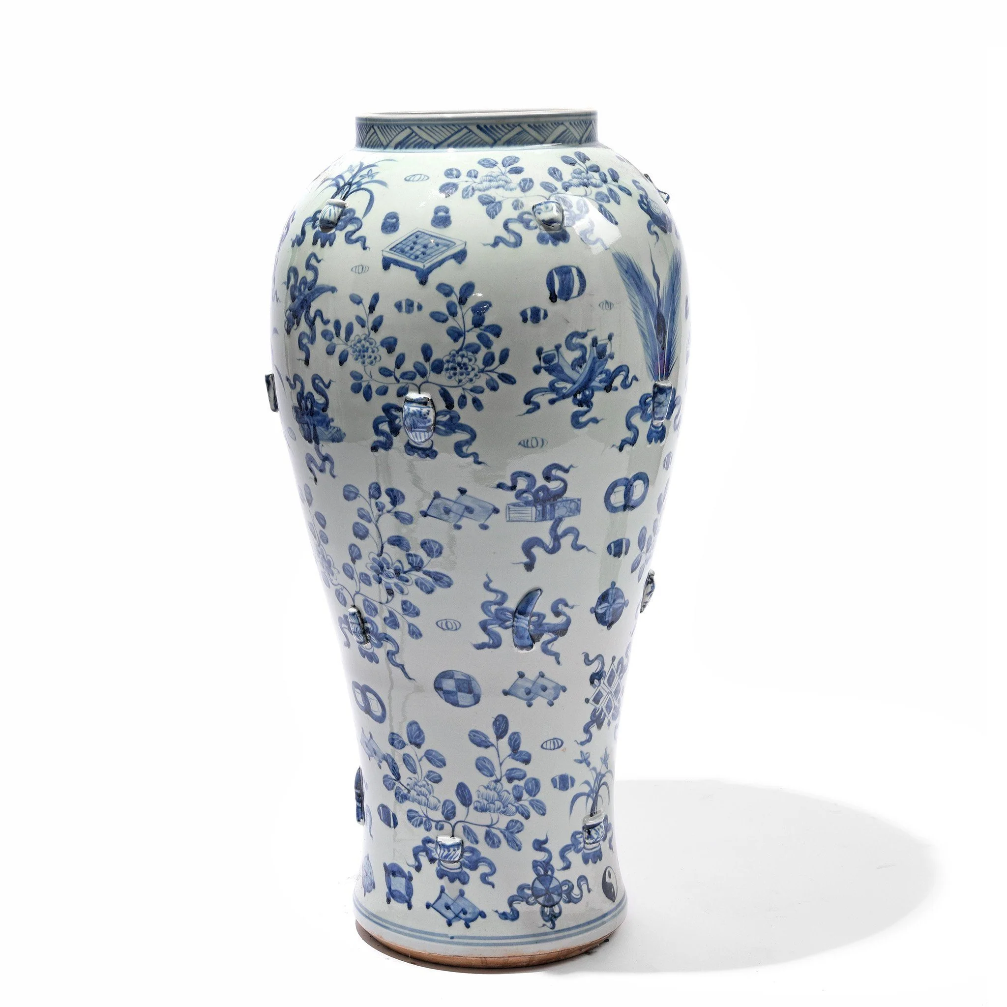 Blue & White Porcelain Tall Temple Jar & Cover - Image 3