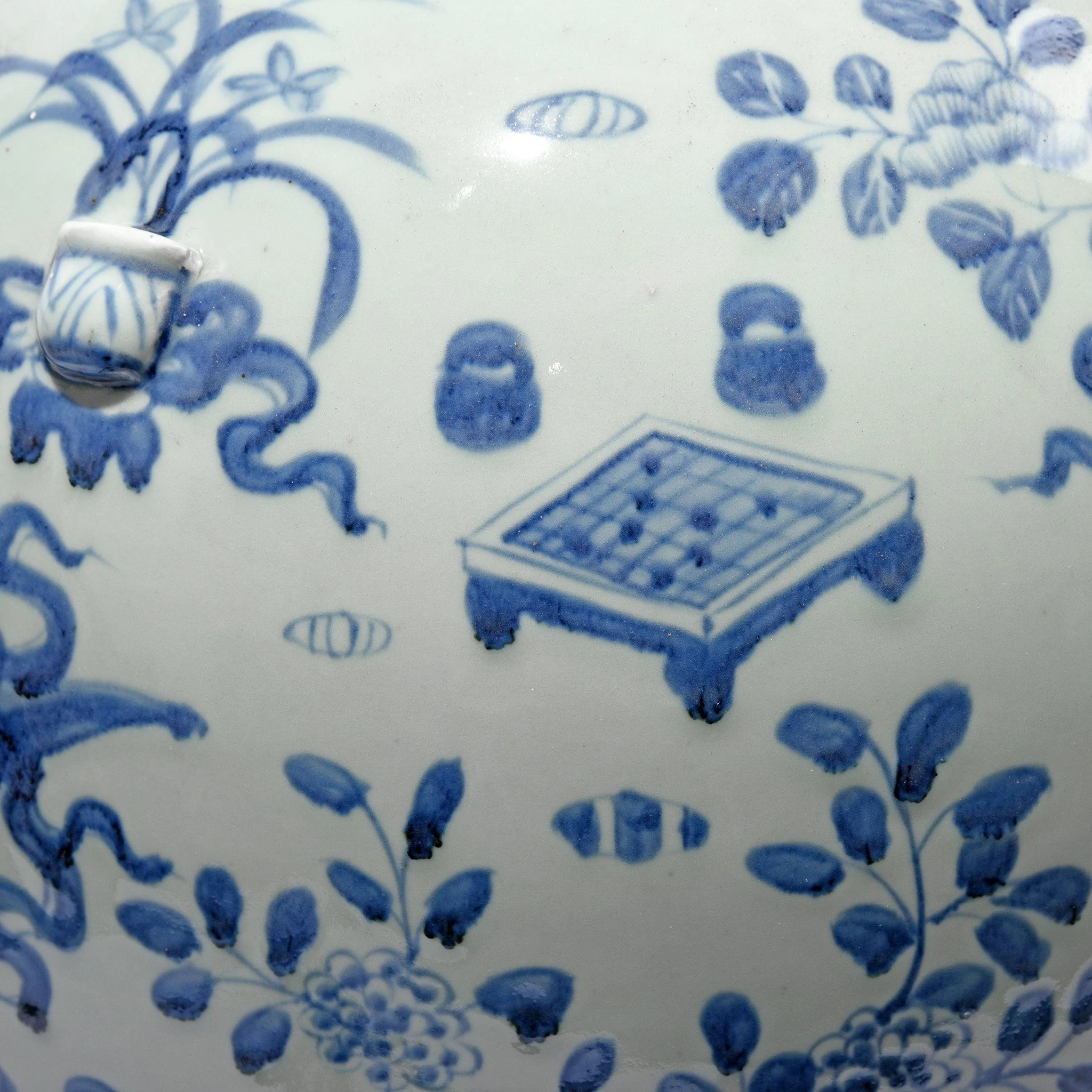 Blue & White Porcelain Tall Temple Jar & Cover - Image 5
