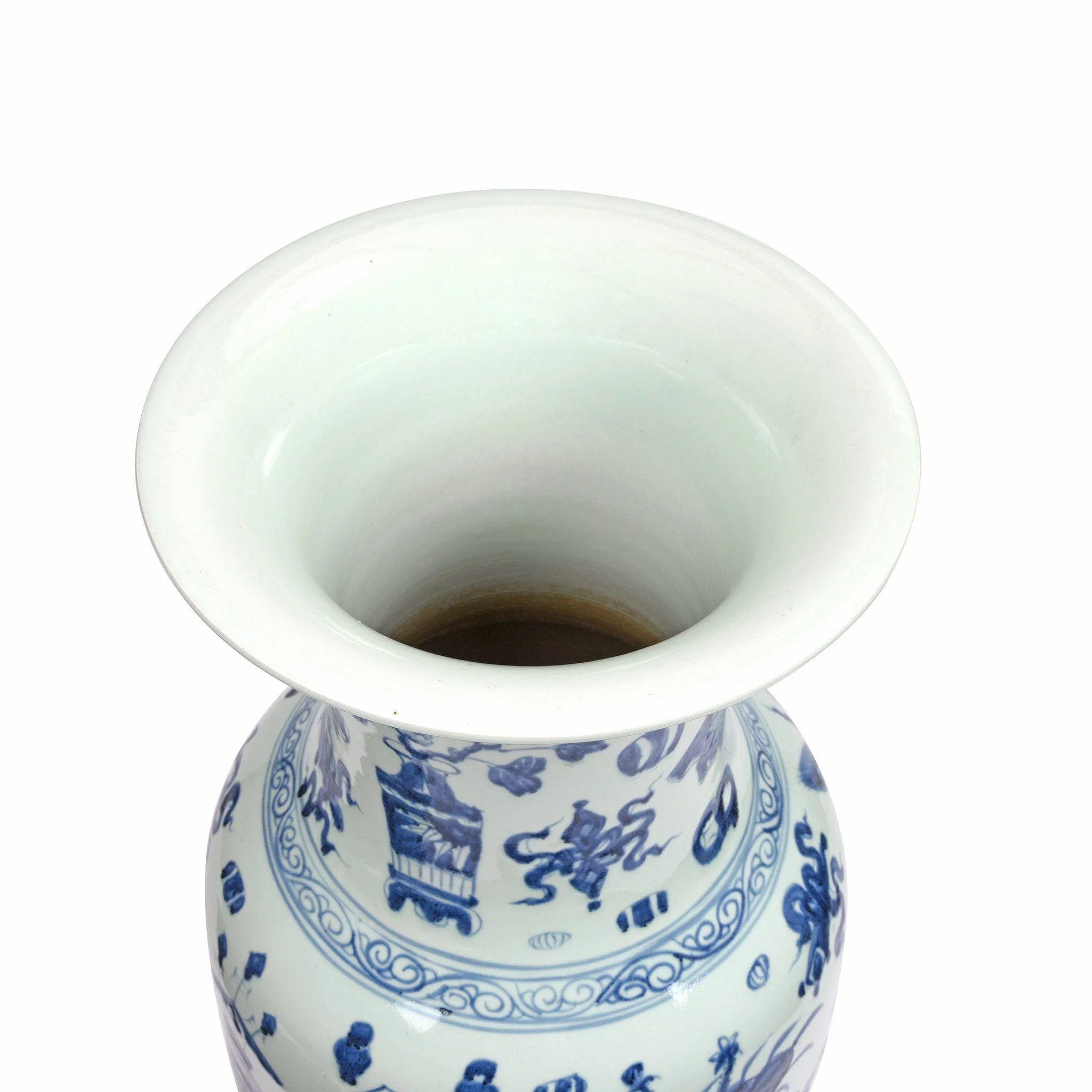 Tall Blue & White Porcelain Vase - Lucky Symbols - Image 6