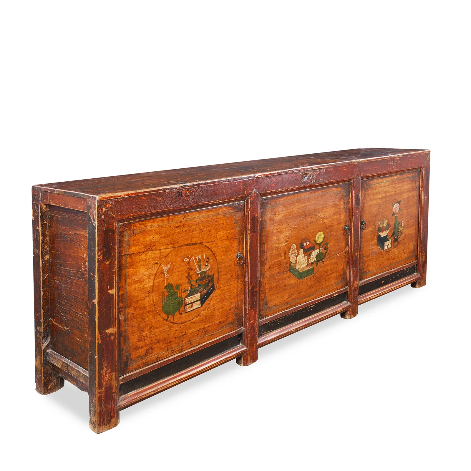 3 Door Painted Sideboard From Mongolia - 19th Century - Image 3