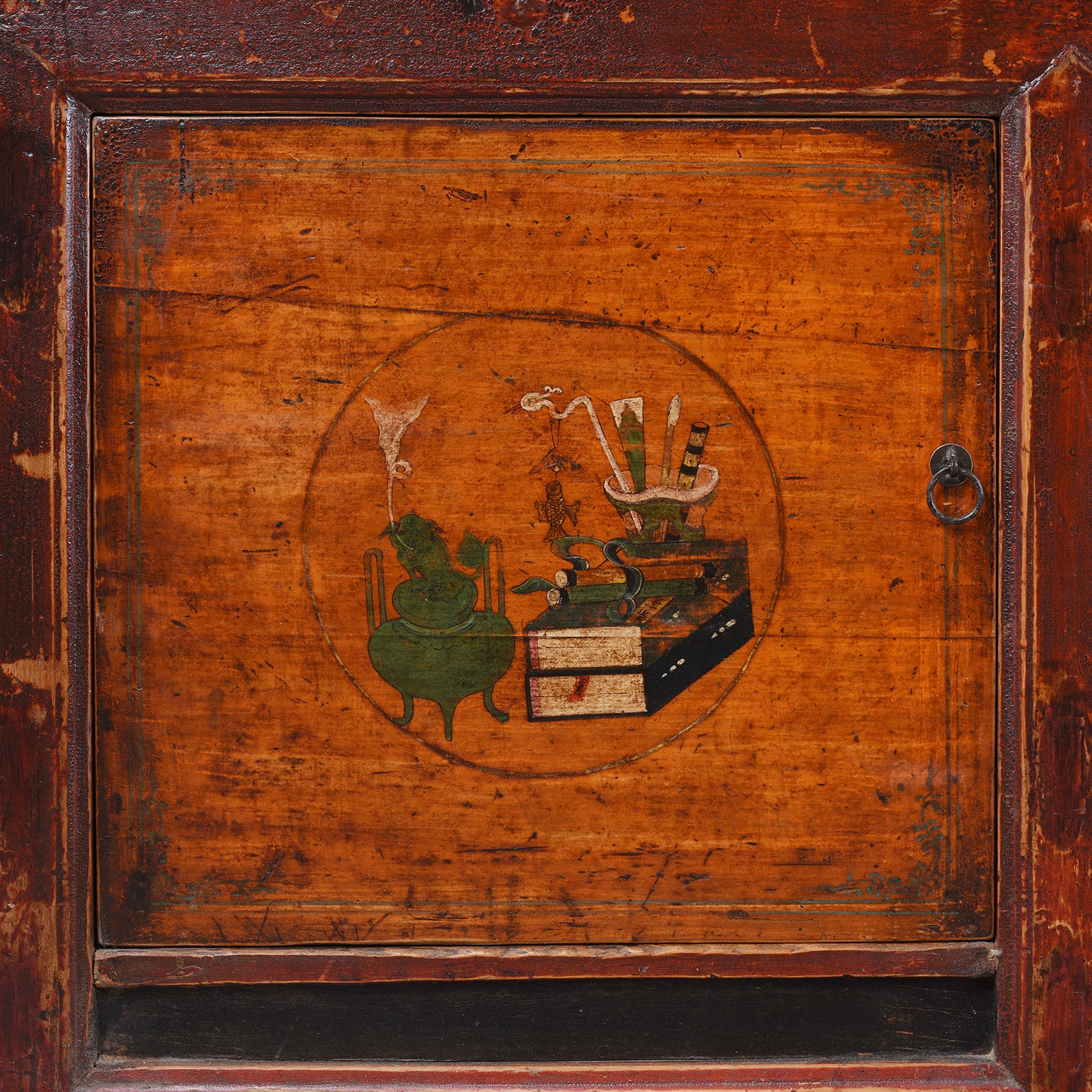 3 Door Painted Sideboard From Mongolia - 19th Century - Image 5