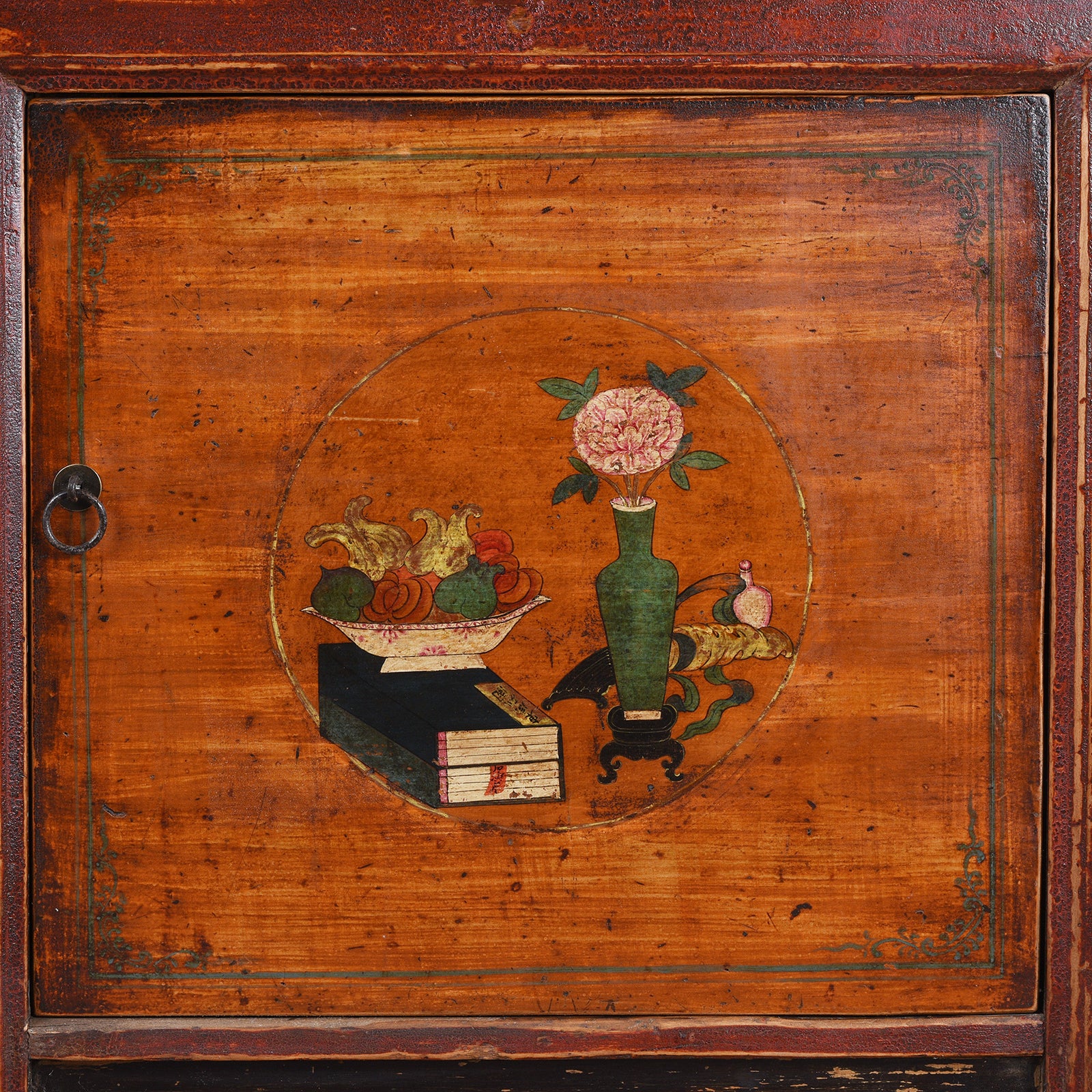 3 Door Painted Sideboard From Mongolia - 19th Century - Image 6