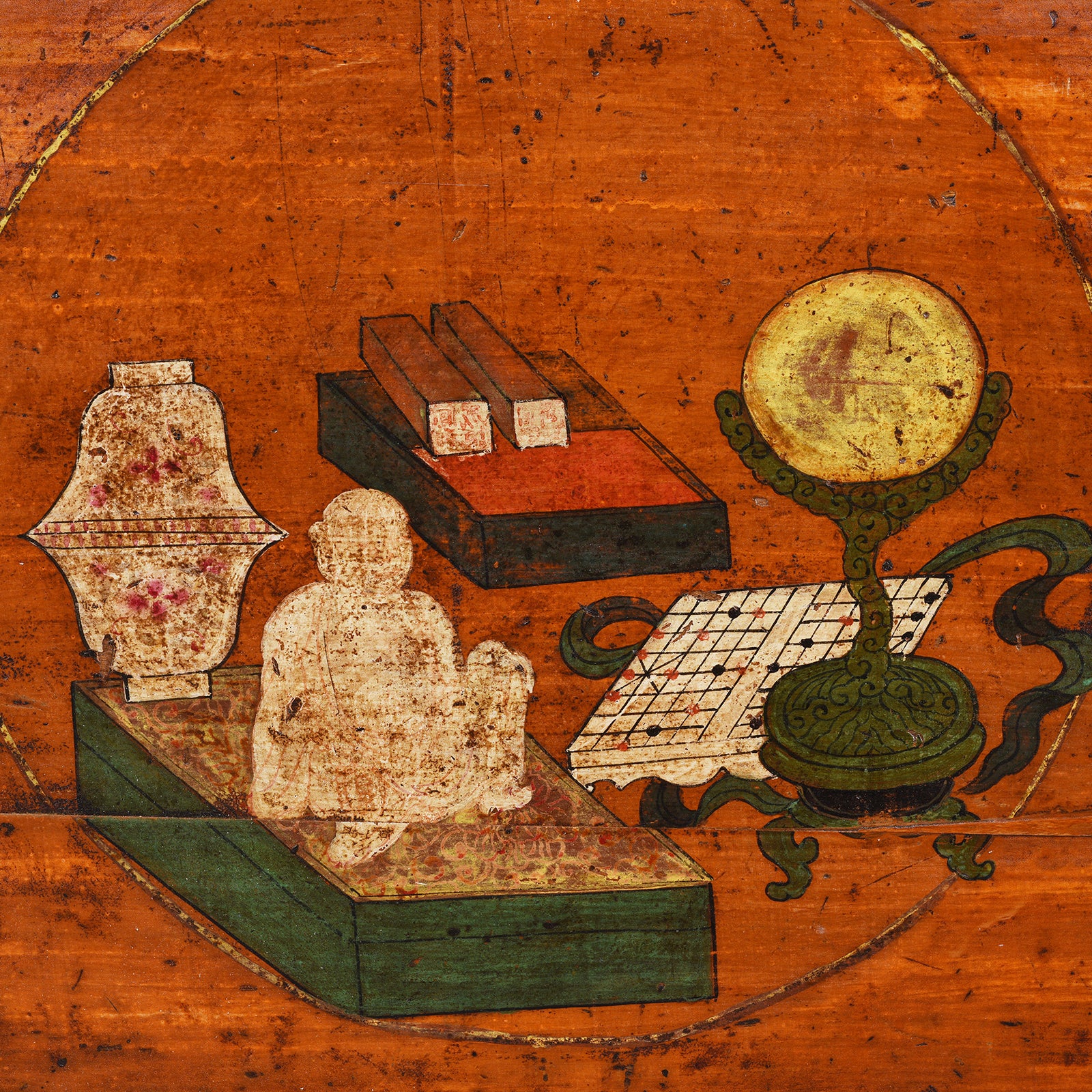 3 Door Painted Sideboard From Mongolia - 19th Century - Image 9