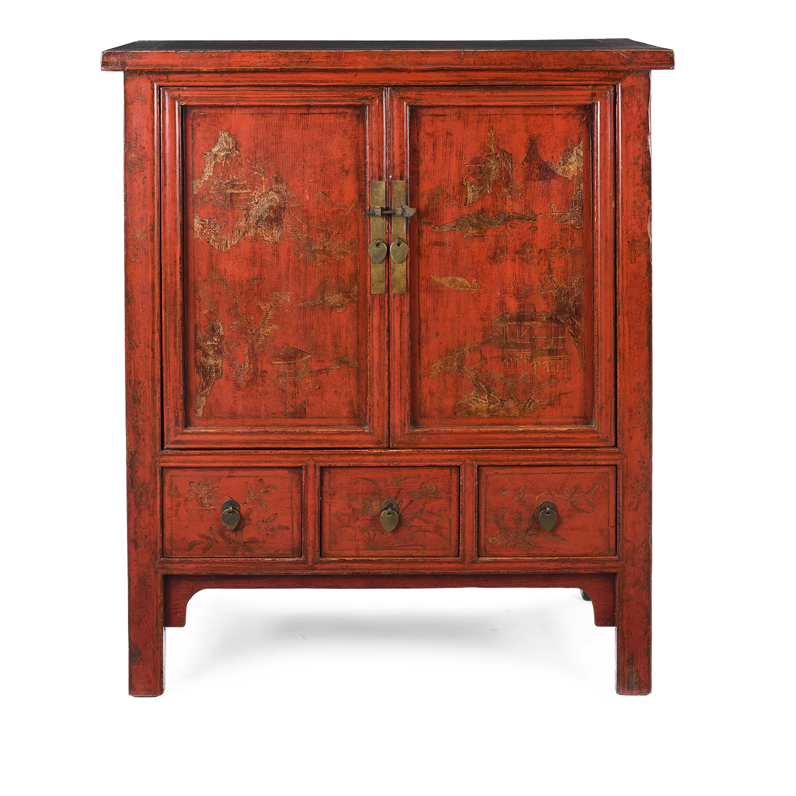 Gilt Red Lacquer Side Cabinet From Shanxi -19th Century - Image 2