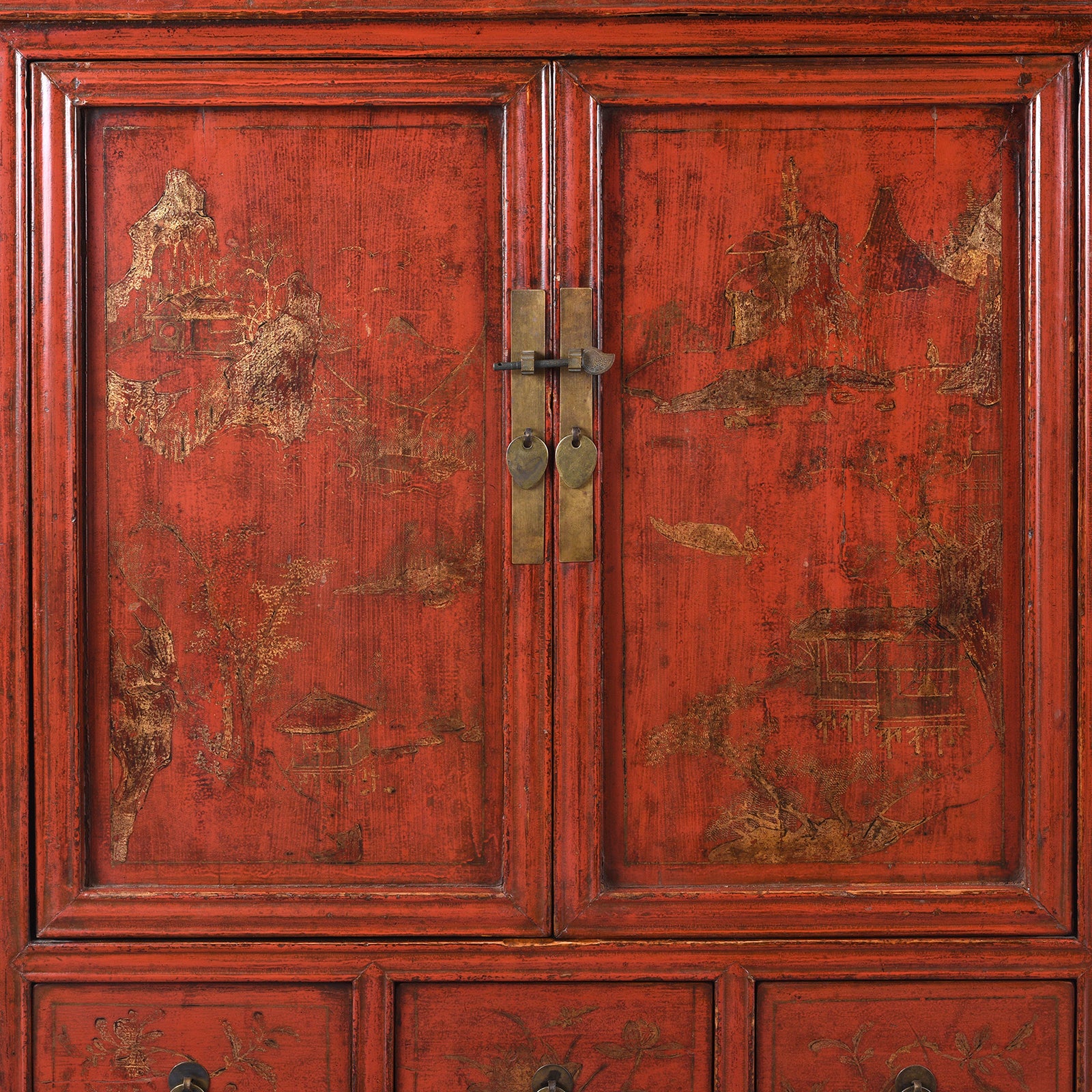 Gilt Red Lacquer Side Cabinet From Shanxi -19th Century - Image 4