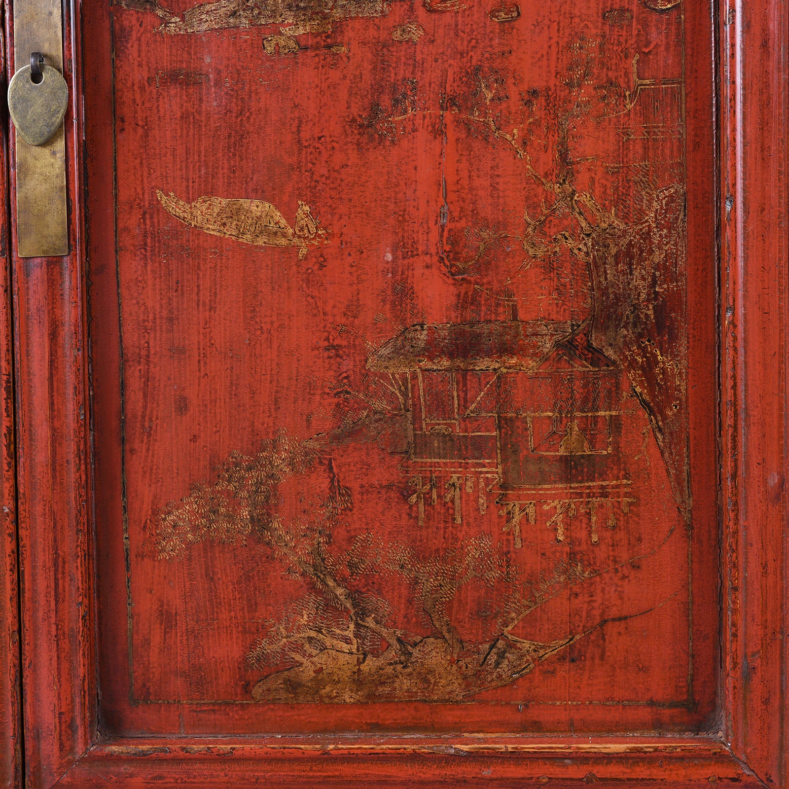 Gilt Red Lacquer Side Cabinet From Shanxi -19th Century - Image 9