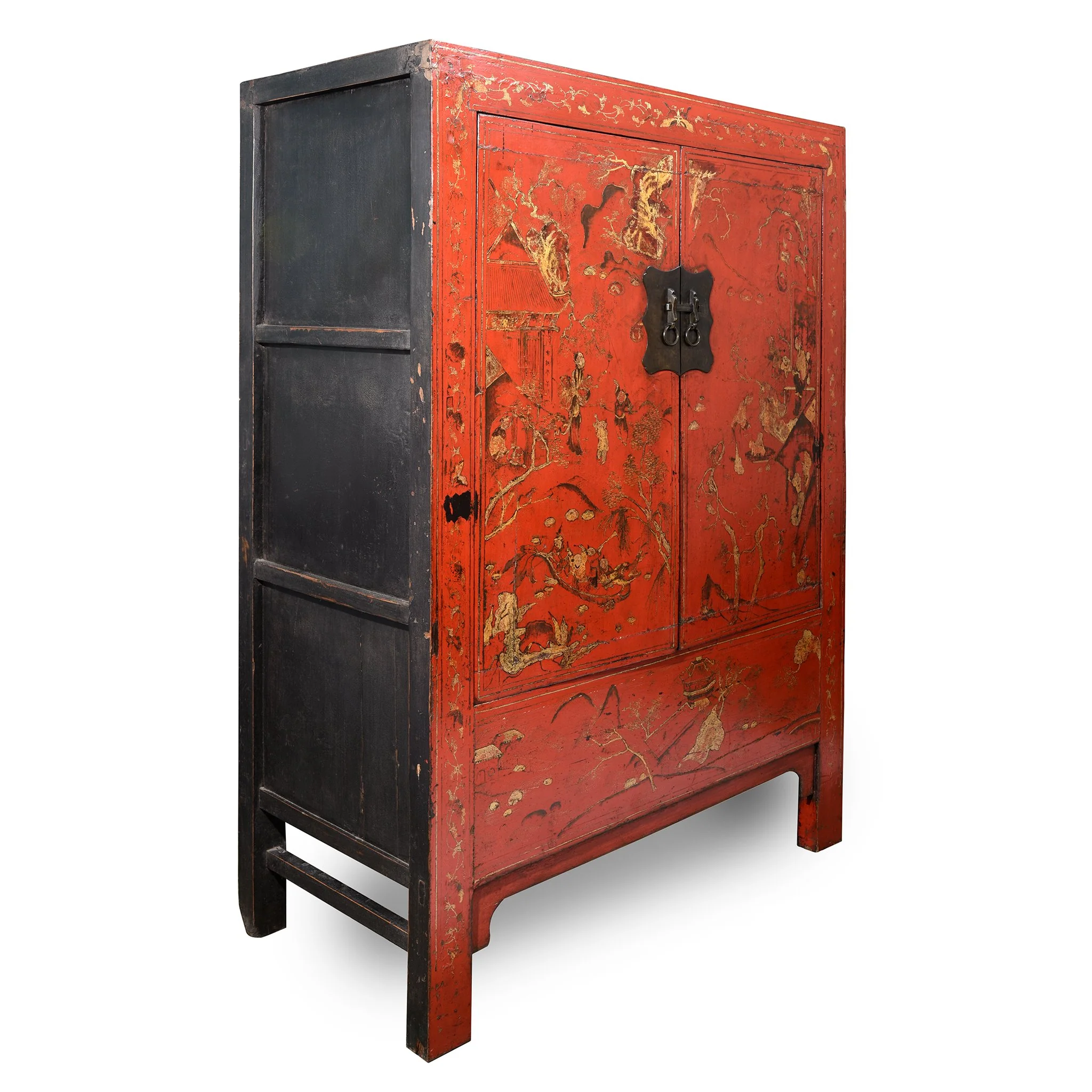 Antique Red Lacquer Wedding Cabinet from China - 19thC - Image 3