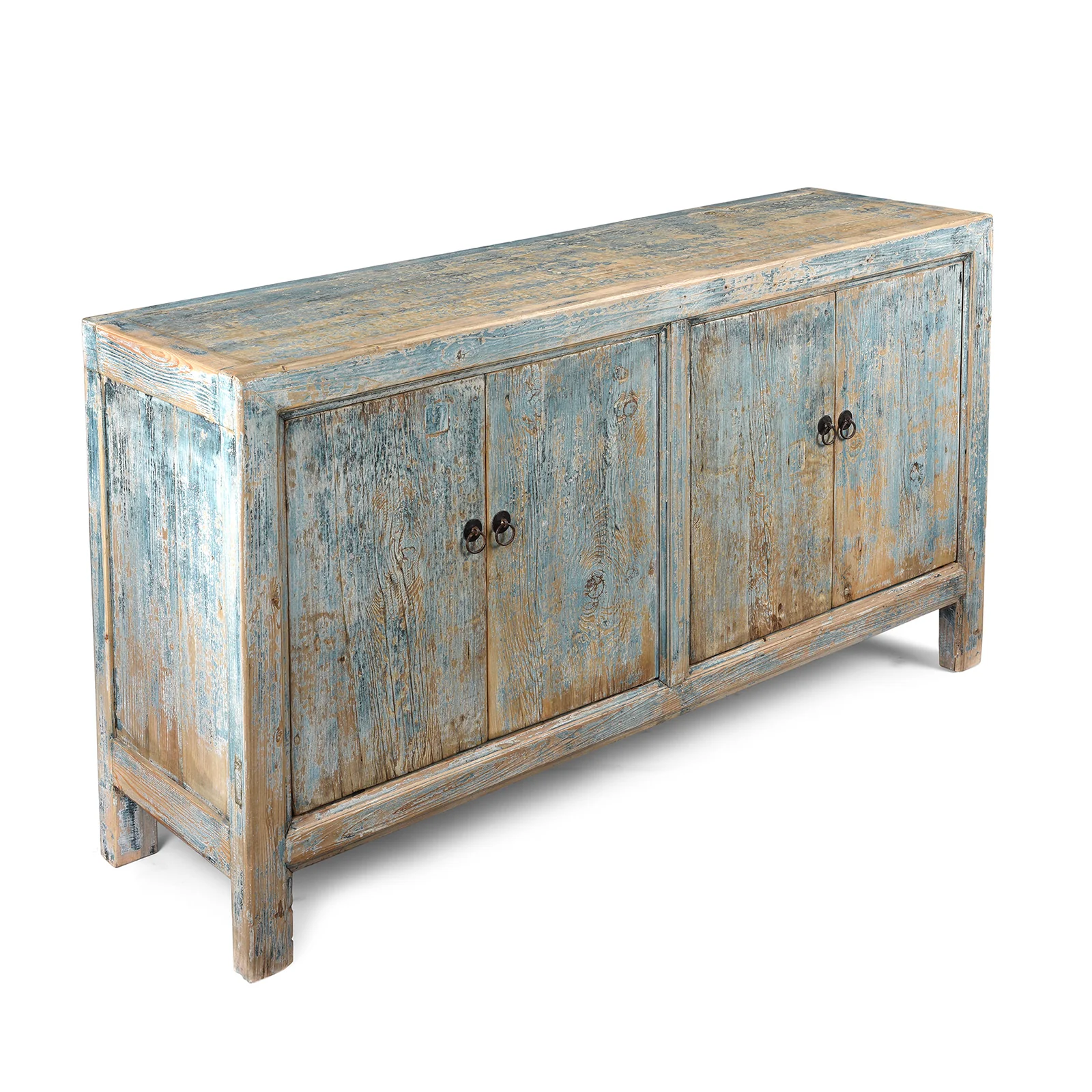 Blue Painted 4 Door Sideboard Made From Reclaimed Pine - Image 3
