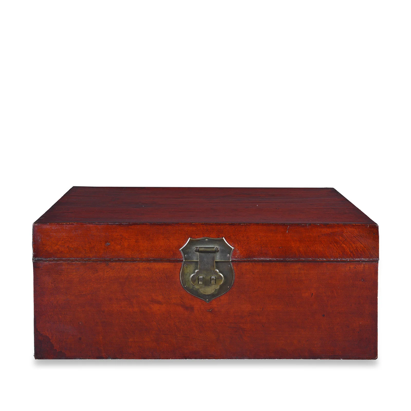 Tan Leather Trunk From Shanghai - Late 19thC - Image 2