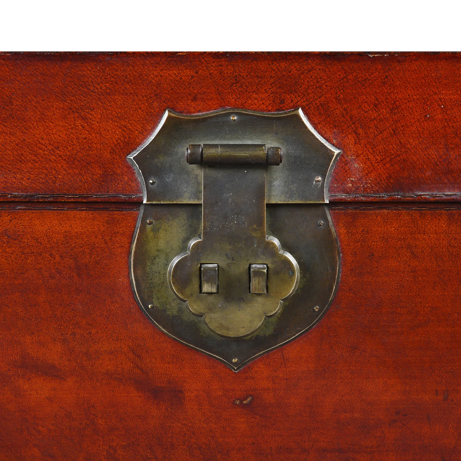 Tan Leather Trunk From Shanghai - Late 19thC - Image 3