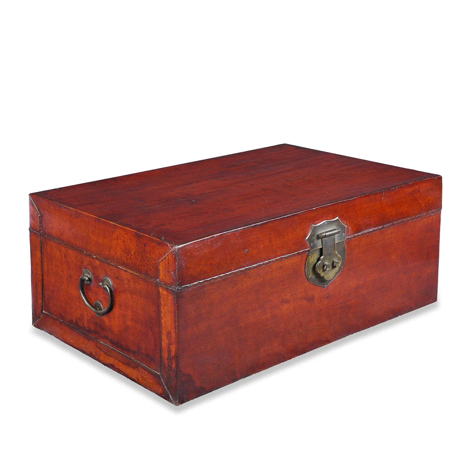 Tan Leather Trunk From Shanghai - Late 19thC - Image 4
