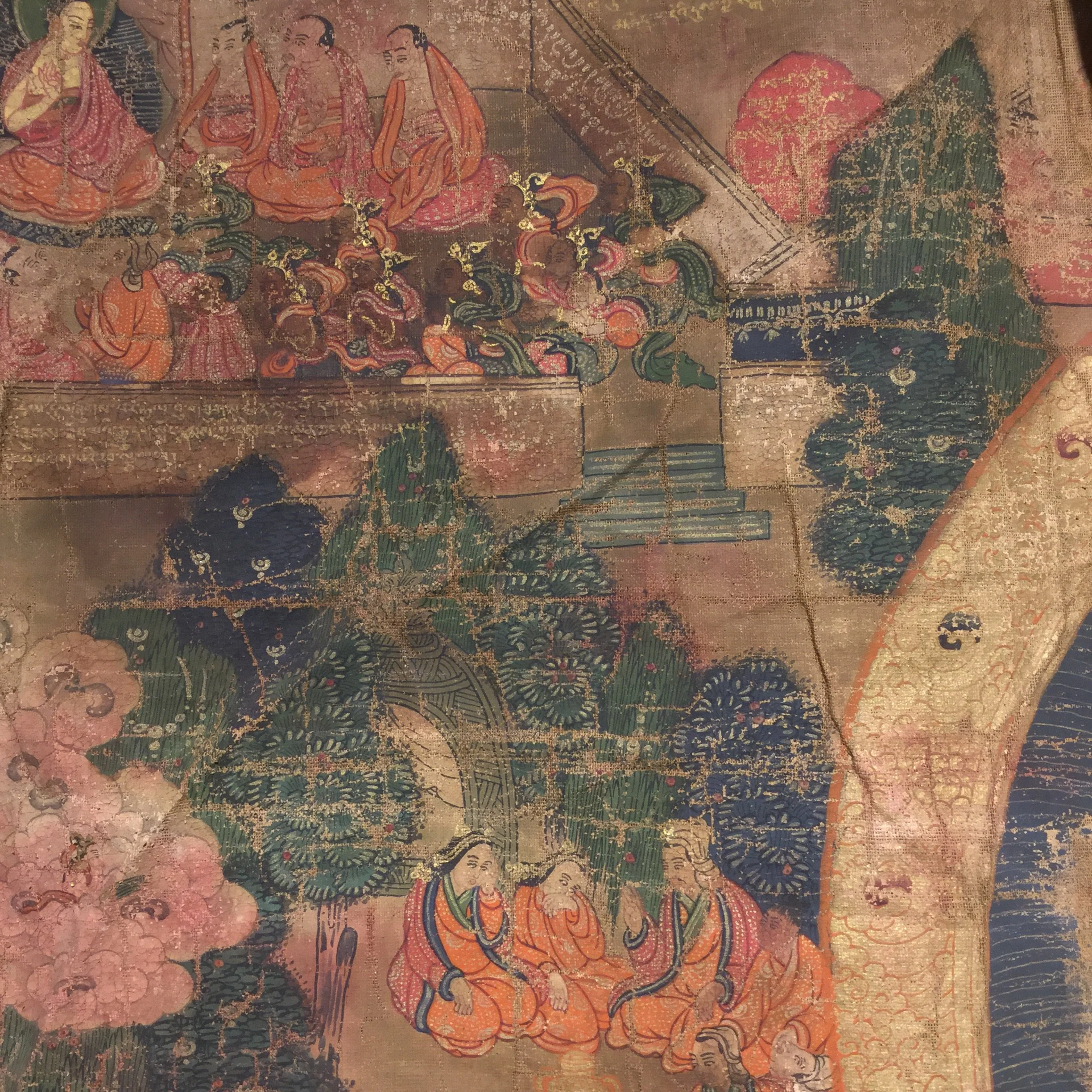 Thangka  - Tibetan Buddhist Painting on Cloth - 19thC - Image 4