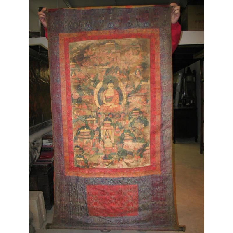 Thangka  - Tibetan Buddhist Painting on Cloth - 19thC - Image 9
